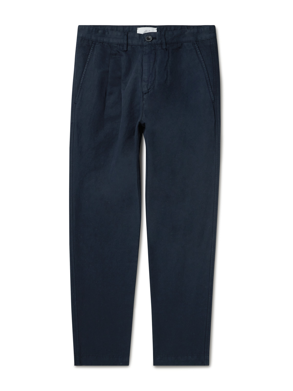 Straight-Leg Pleated Garment-Dyed Cotton and Linen-Blend Trousers