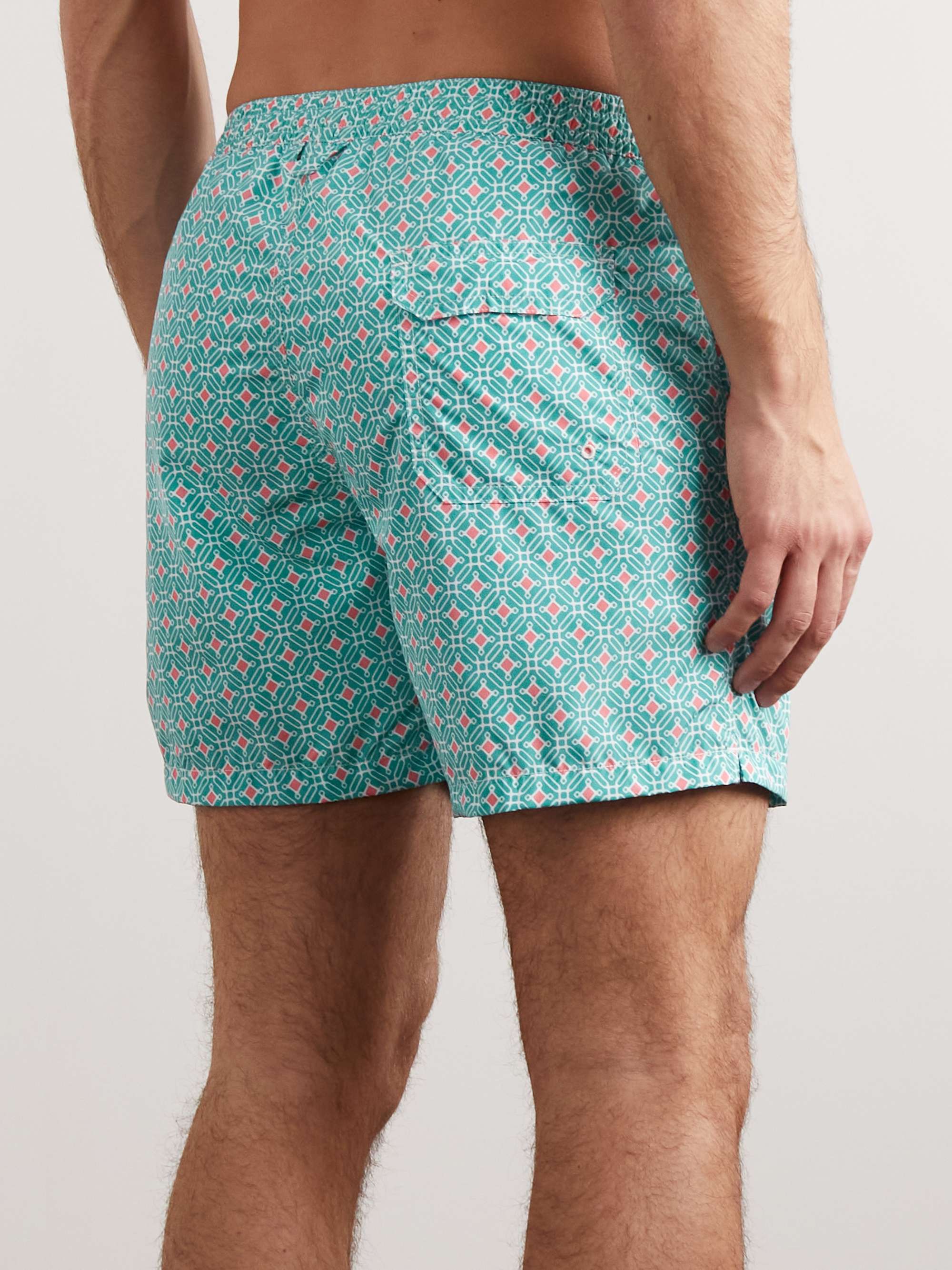 ALTEA Diamond Straight-Leg Mid-Length Printed Swim Shorts