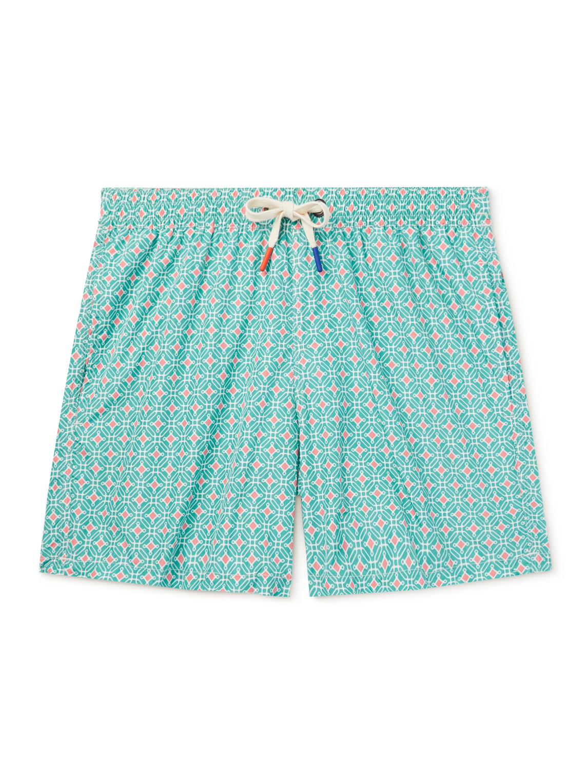 Diamond Straight-Leg Mid-Length Printed Swim Shorts