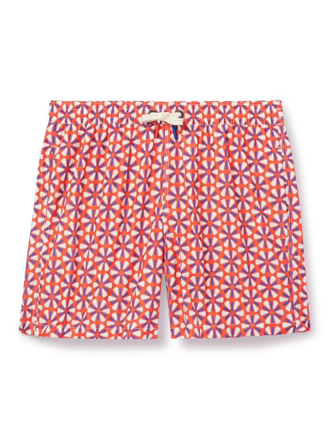 Straight-Leg Mid-Length Printed Swim Shorts