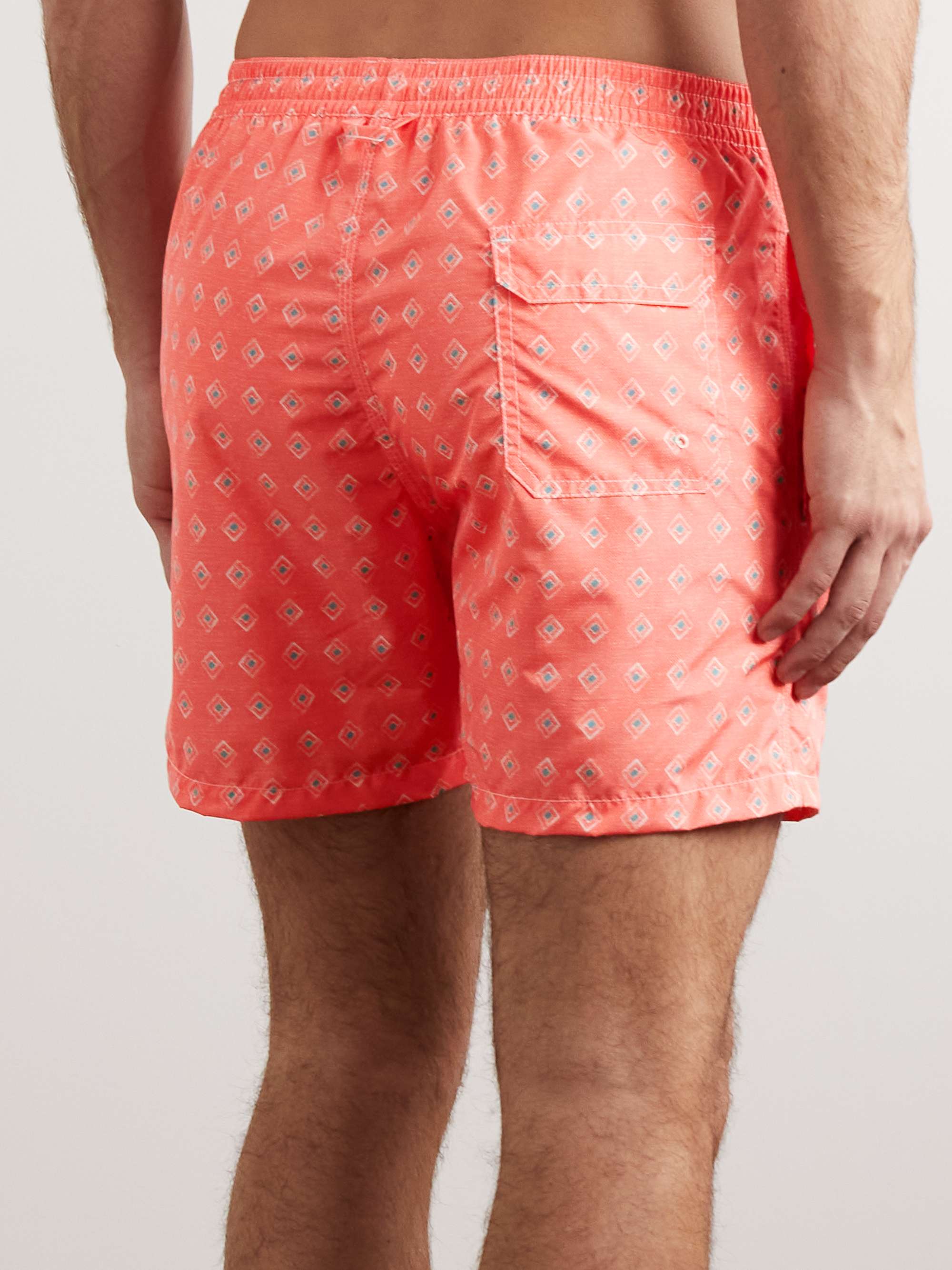 ALTEA Diamond Straight-Leg Mid-Length Printed Swim Shorts