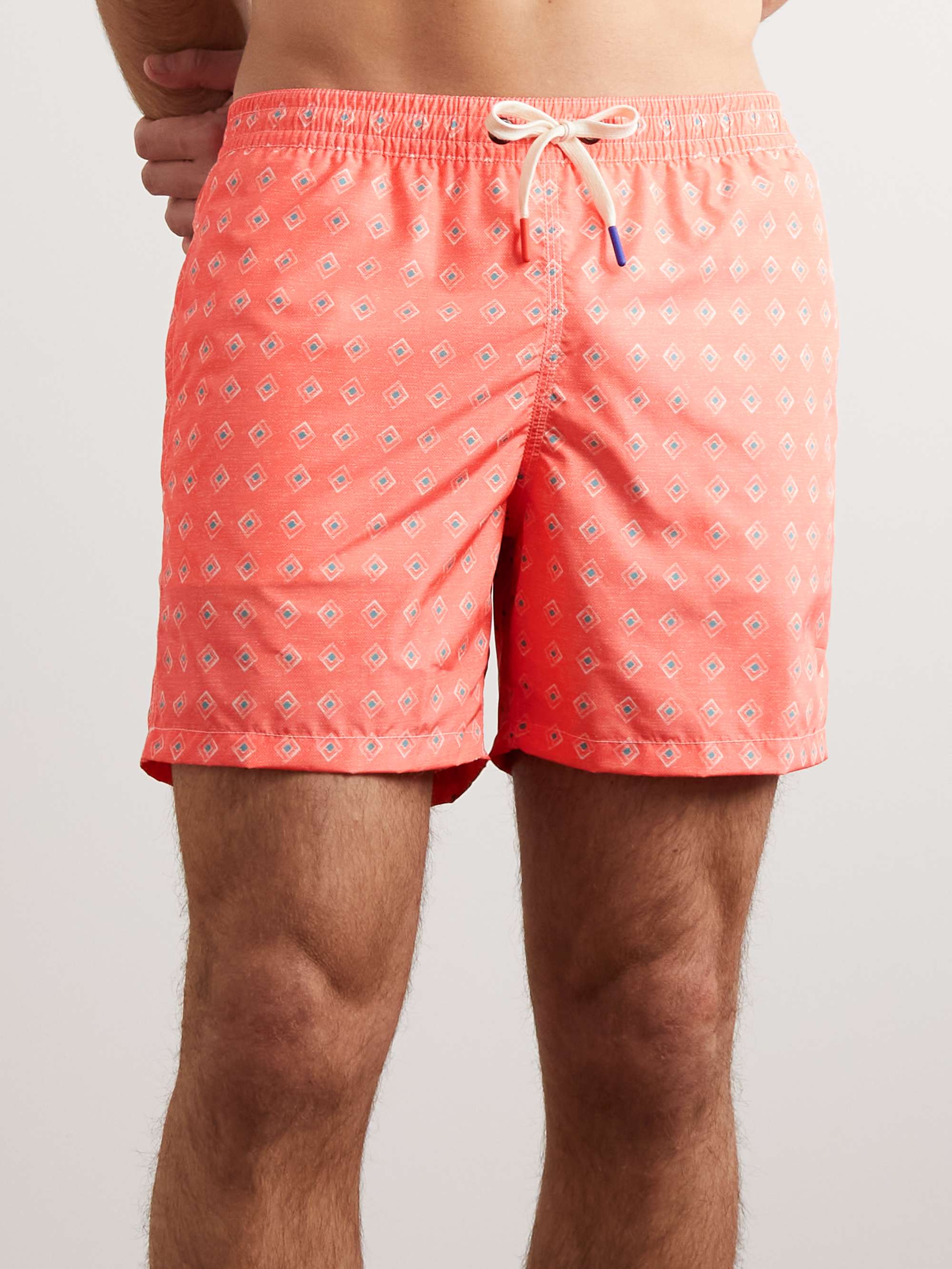 ALTEA Diamond Straight-Leg Mid-Length Printed Swim Shorts