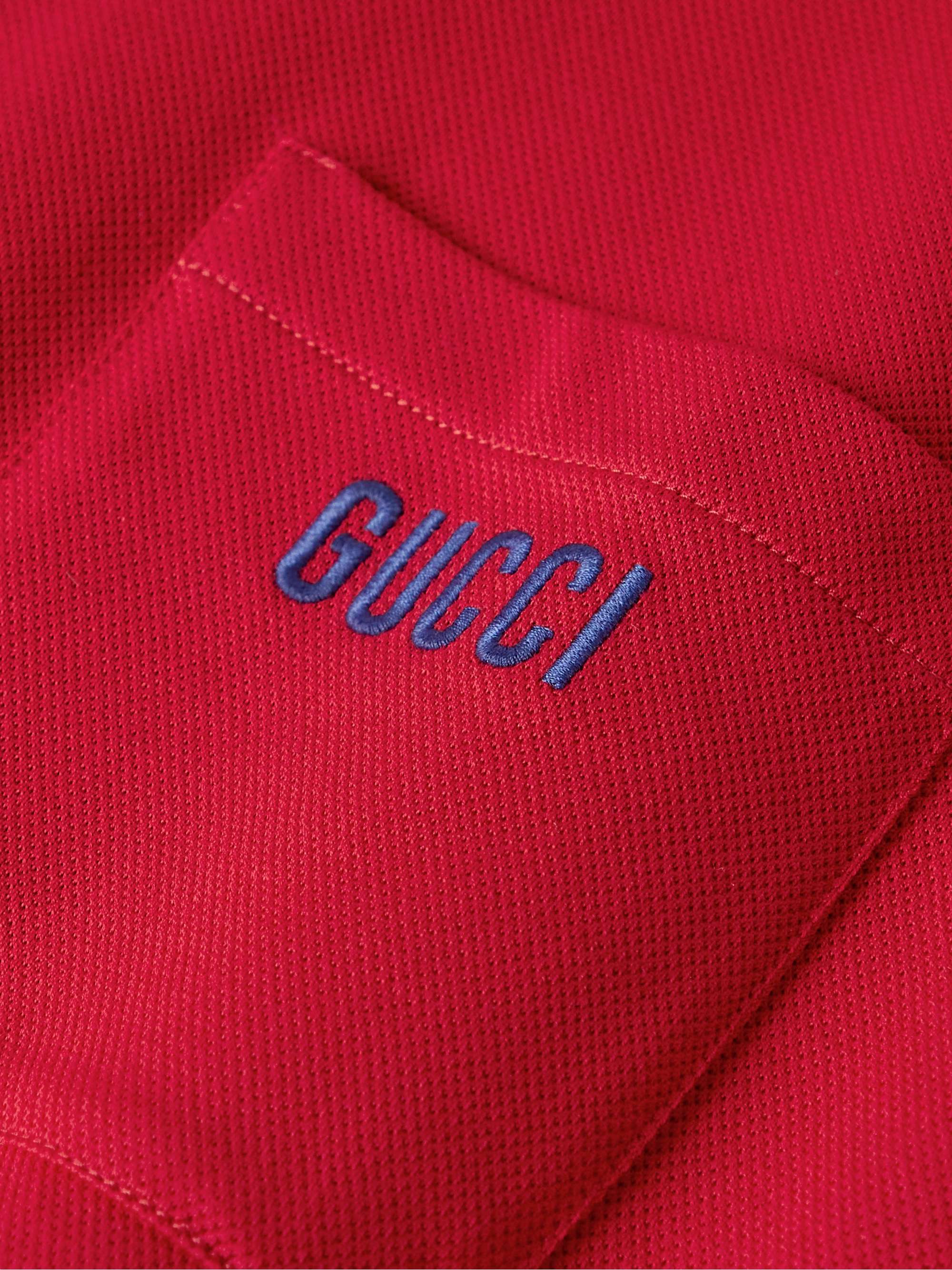 GUCCI Striped Cotton-Blend Piqué Polo Shirt