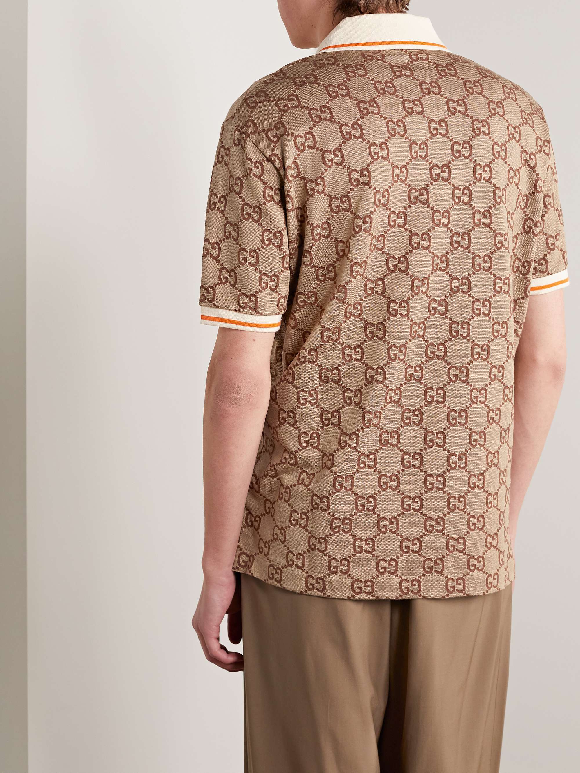 mager våben spin GUCCI Logo-Jacquard Silk and Cotton-Blend Polo Shirt for Men | MR PORTER