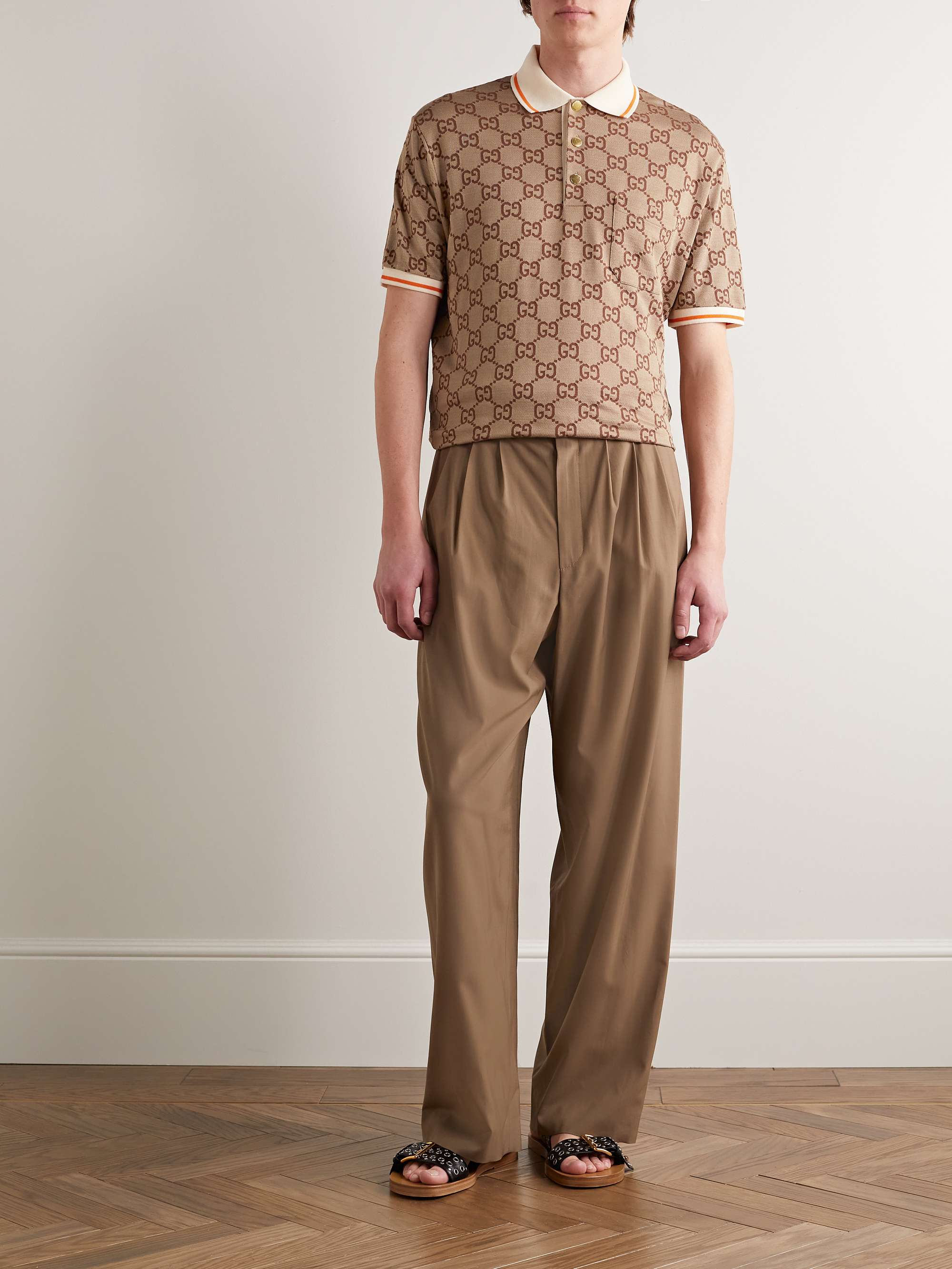 Maxi GG Jacquard Canvas Shirt in Beige - Gucci