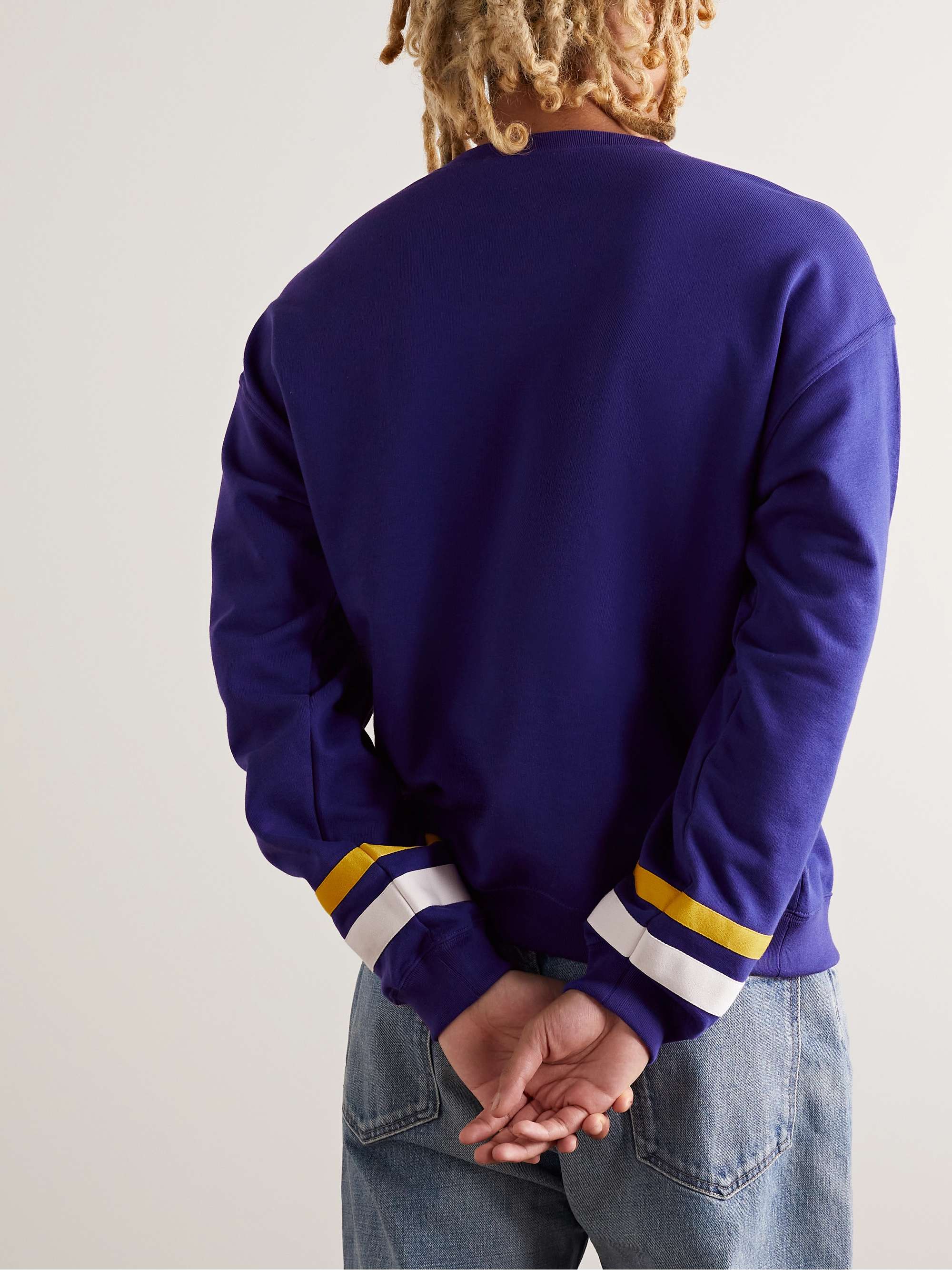 GUCCI Striped Logo-Print Cotton-Blend Jersey Sweatshirt