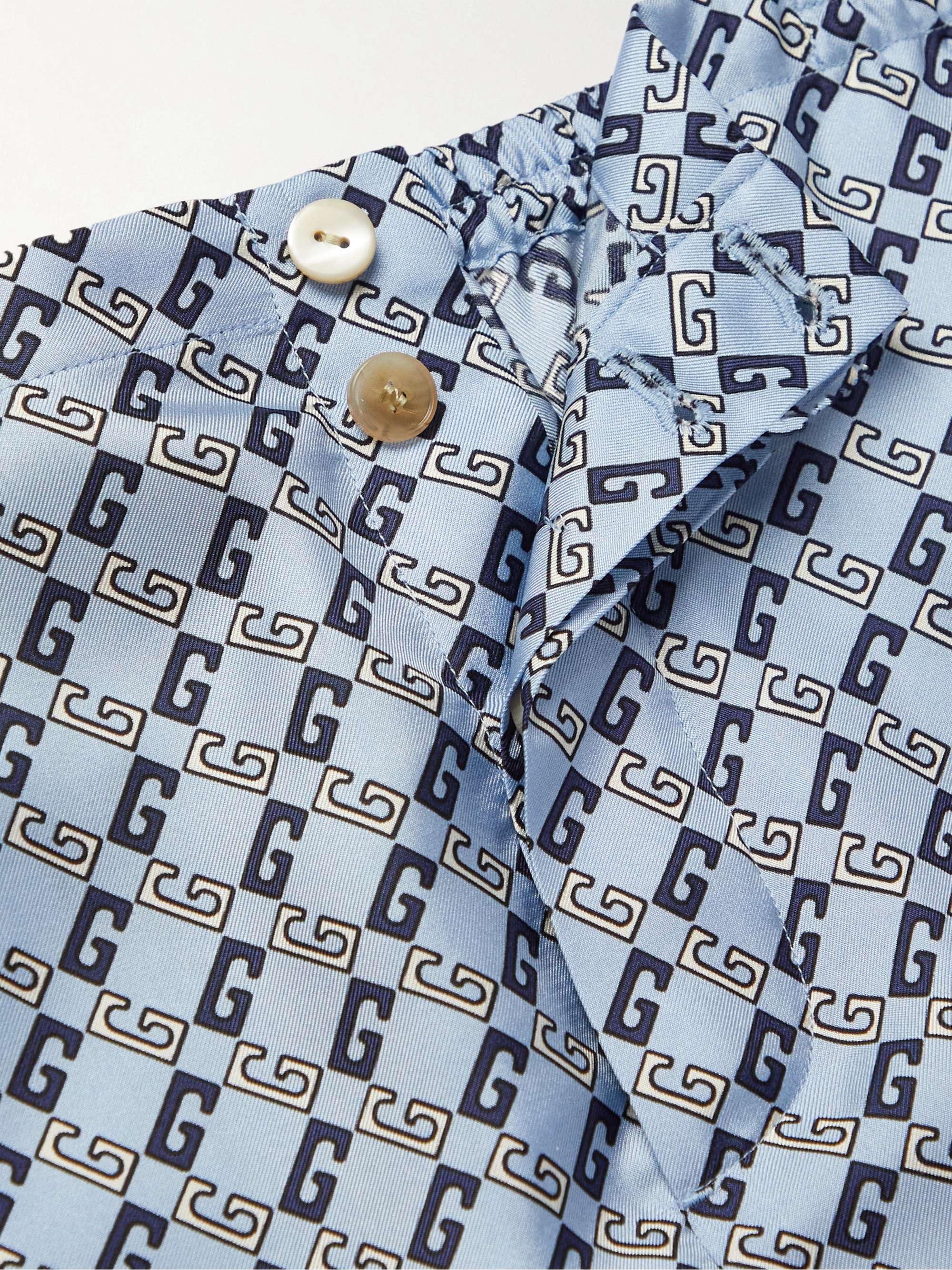 Gucci monogram-pattern Silk Shirt - Blue