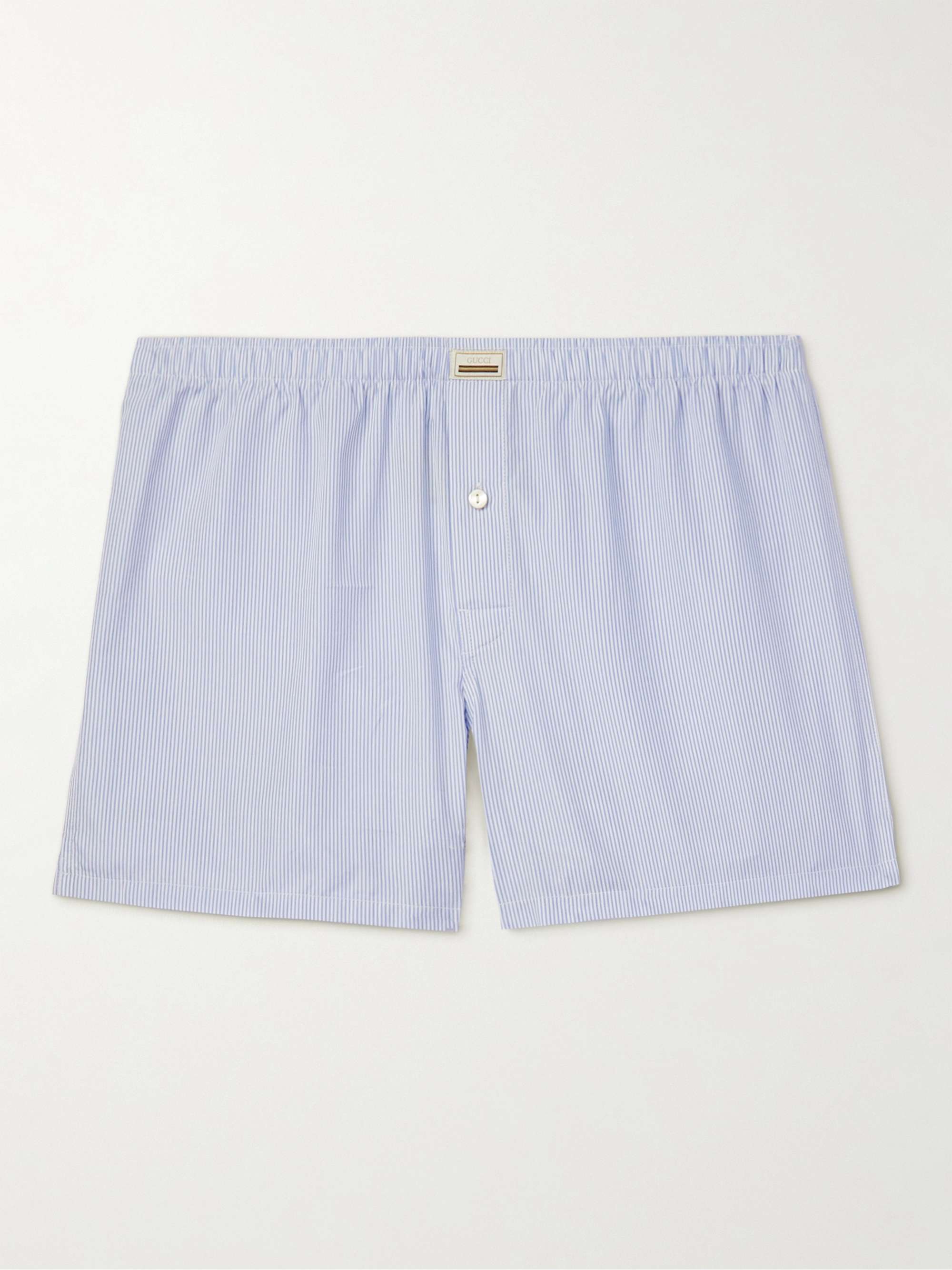 GUCCI Striped Cotton-Poplin Boxer Shorts for Men | MR PORTER