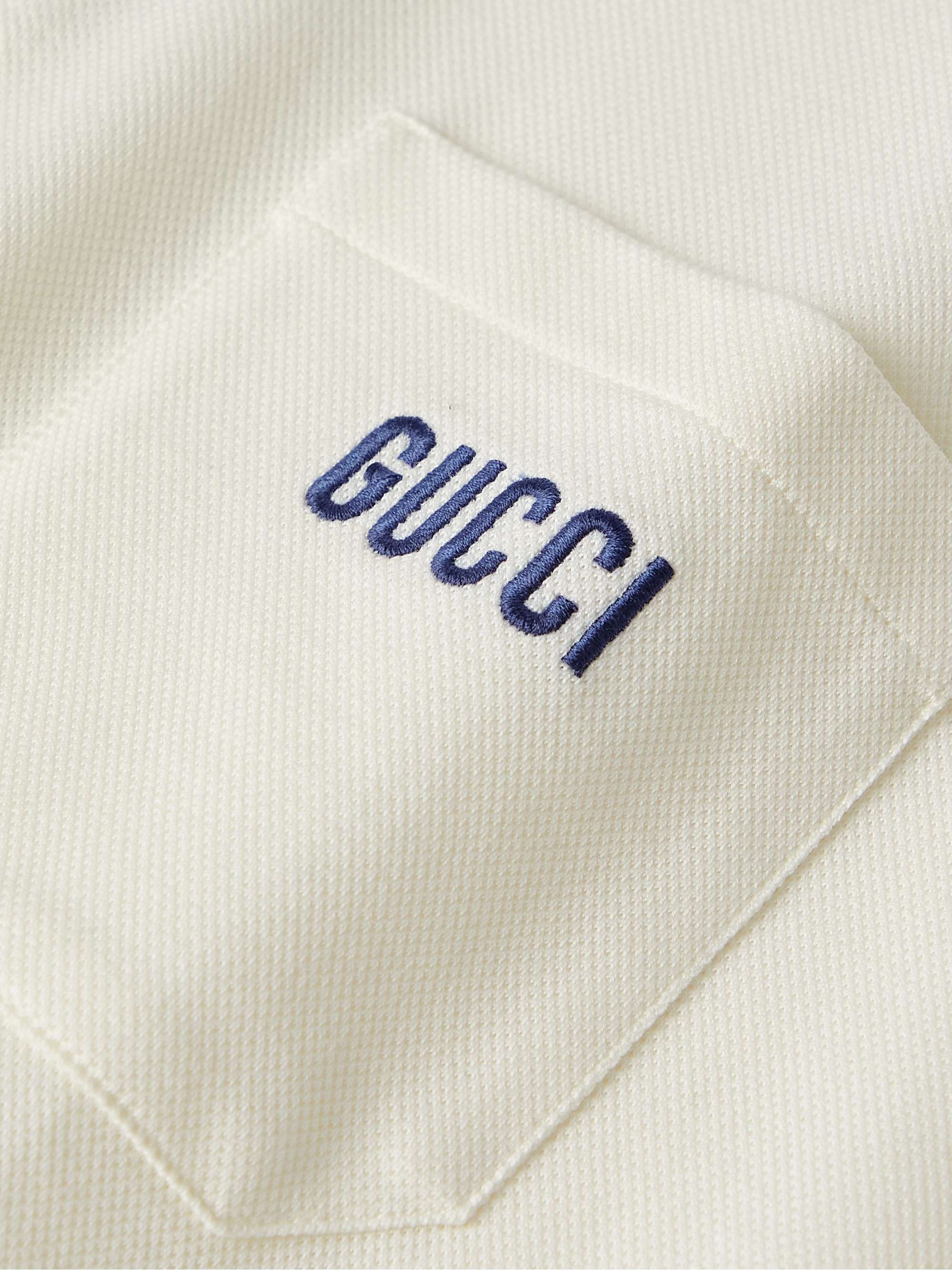GUCCI Striped Cotton-Blend Piqué Polo Shirt