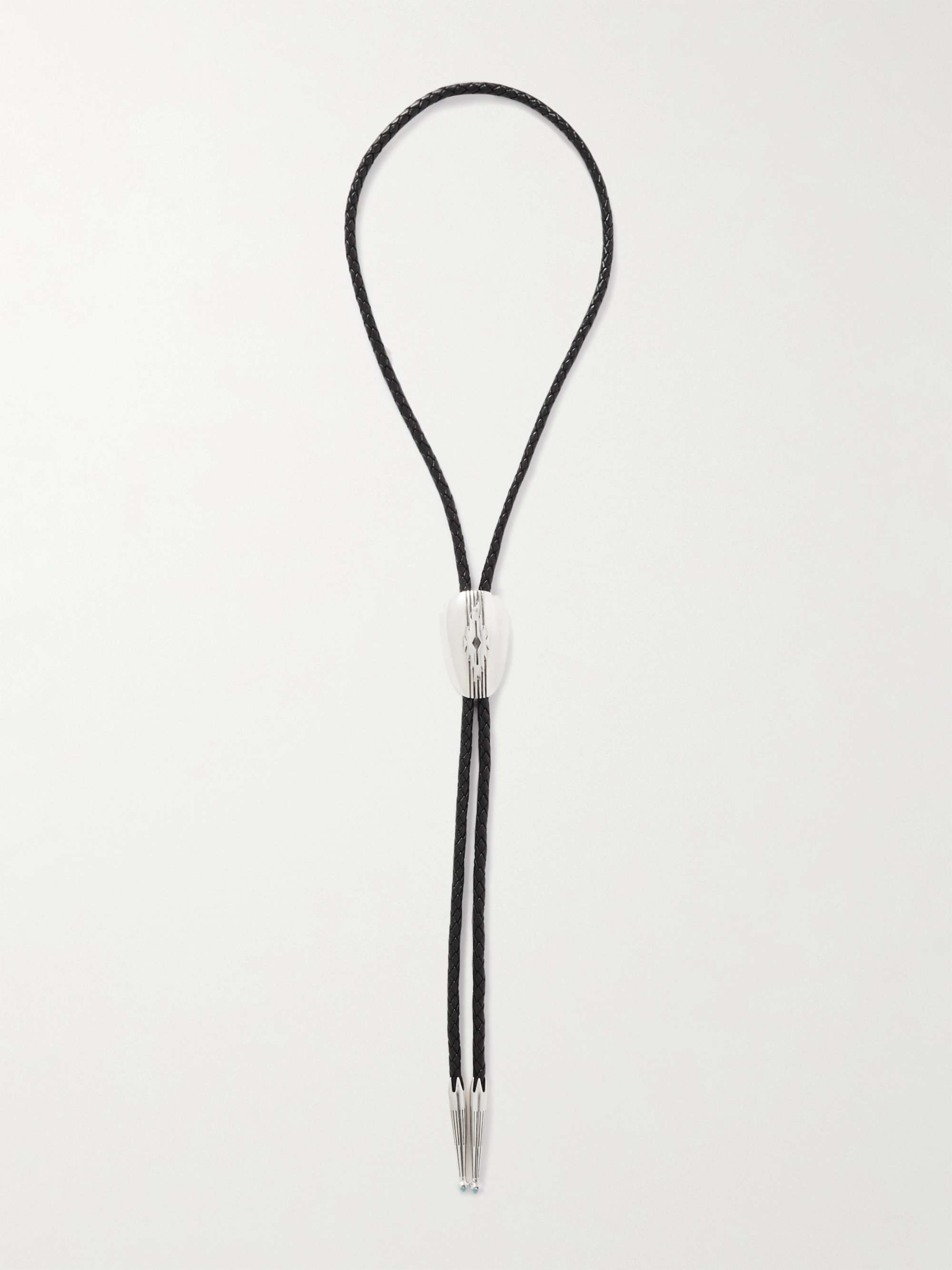 JACQUES MARIE MAGE + Umit Benan Leather, Silver and Turquoise Bolo Tie