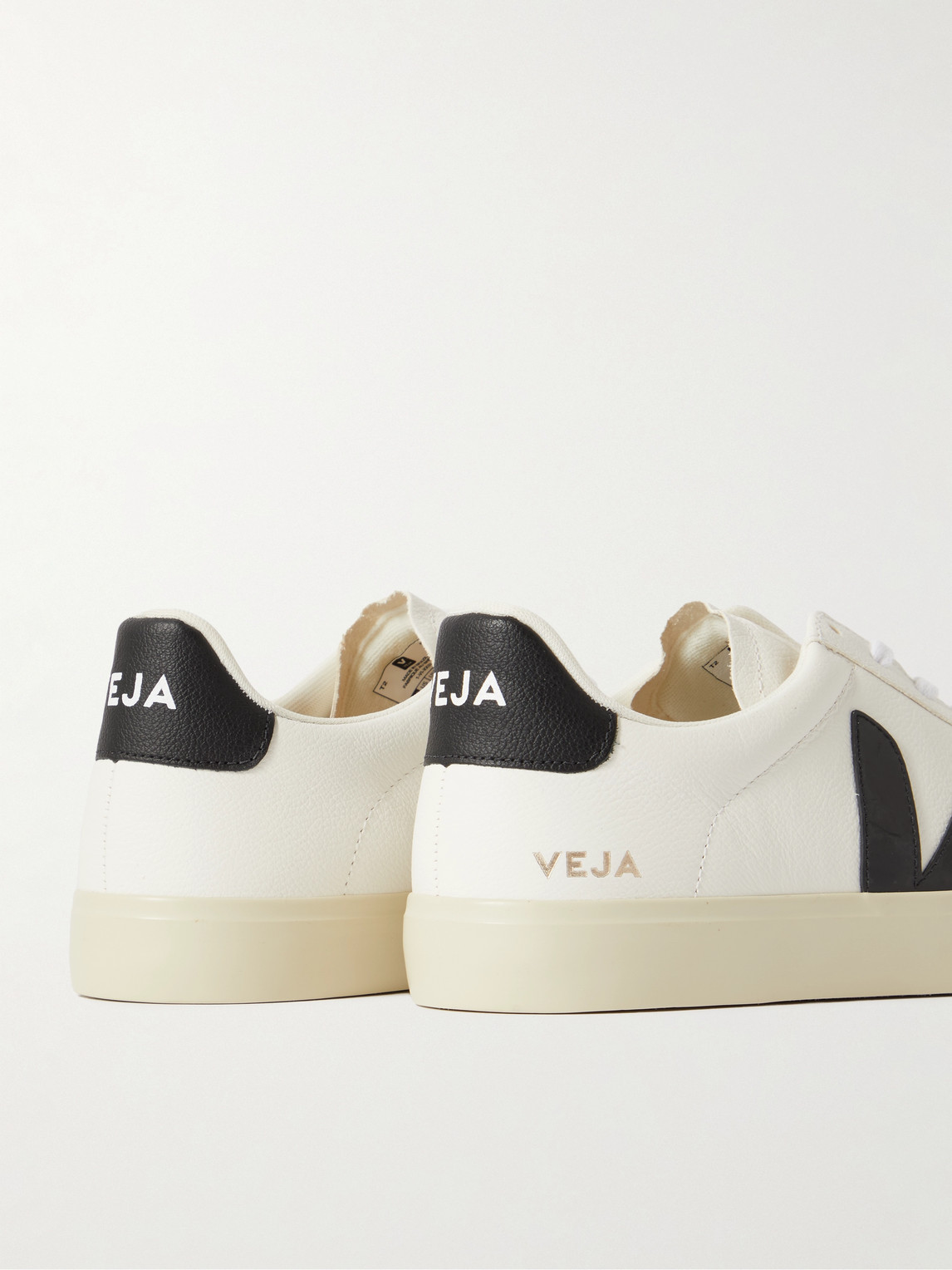 Shop Veja Campo Rubber-trimmed Leather Sneakers In White