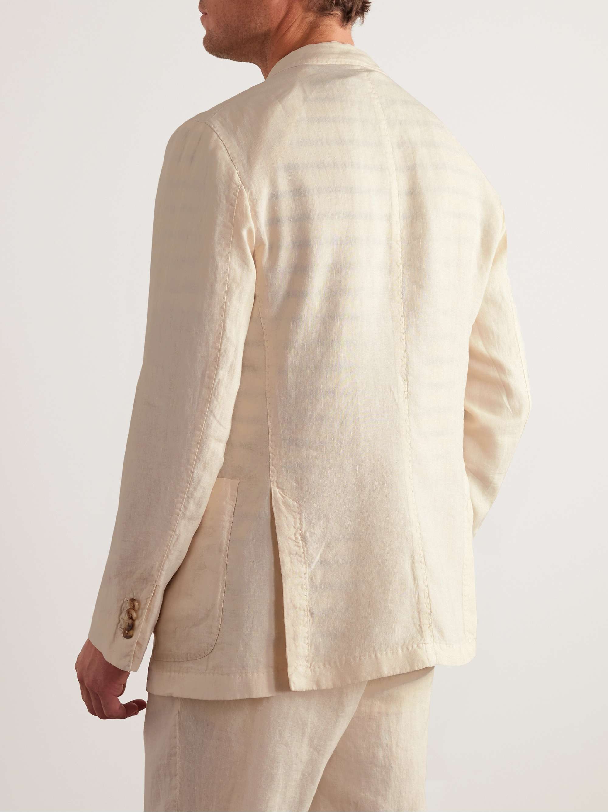 BOGLIOLI Navy Unstructured Linen Suit Jacket