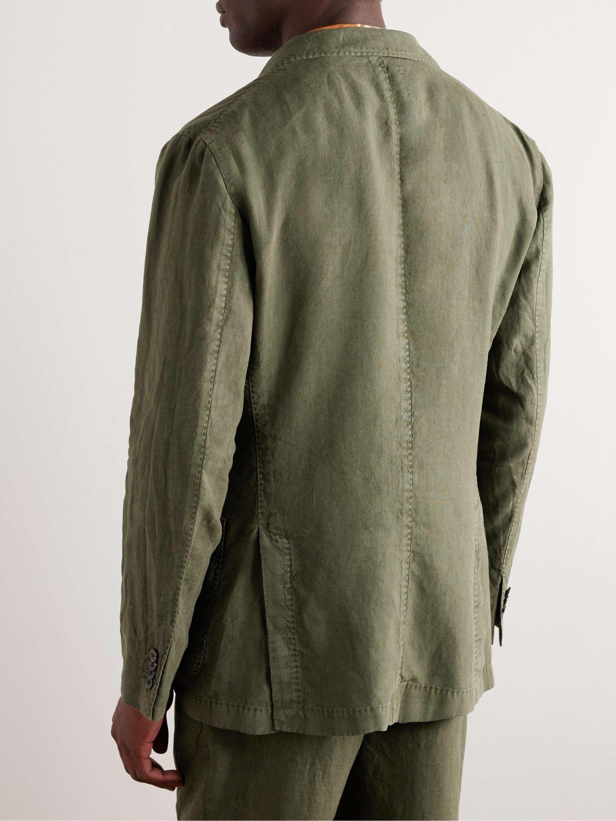 BOGLIOLI Navy Unstructured Linen Suit Jacket