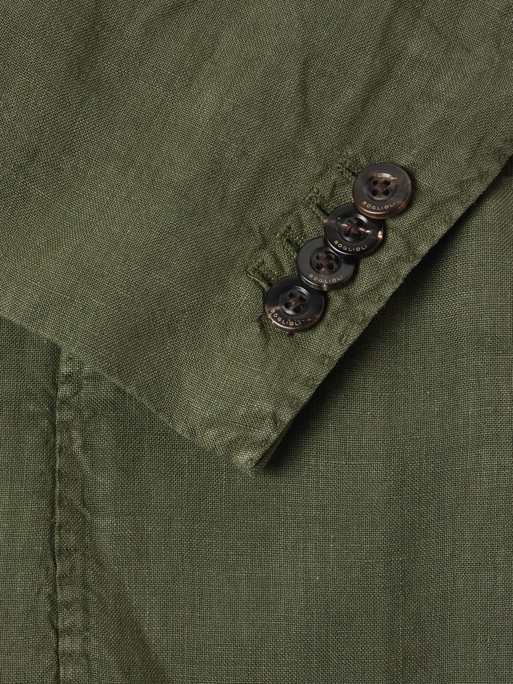 BOGLIOLI Navy Unstructured Linen Suit Jacket