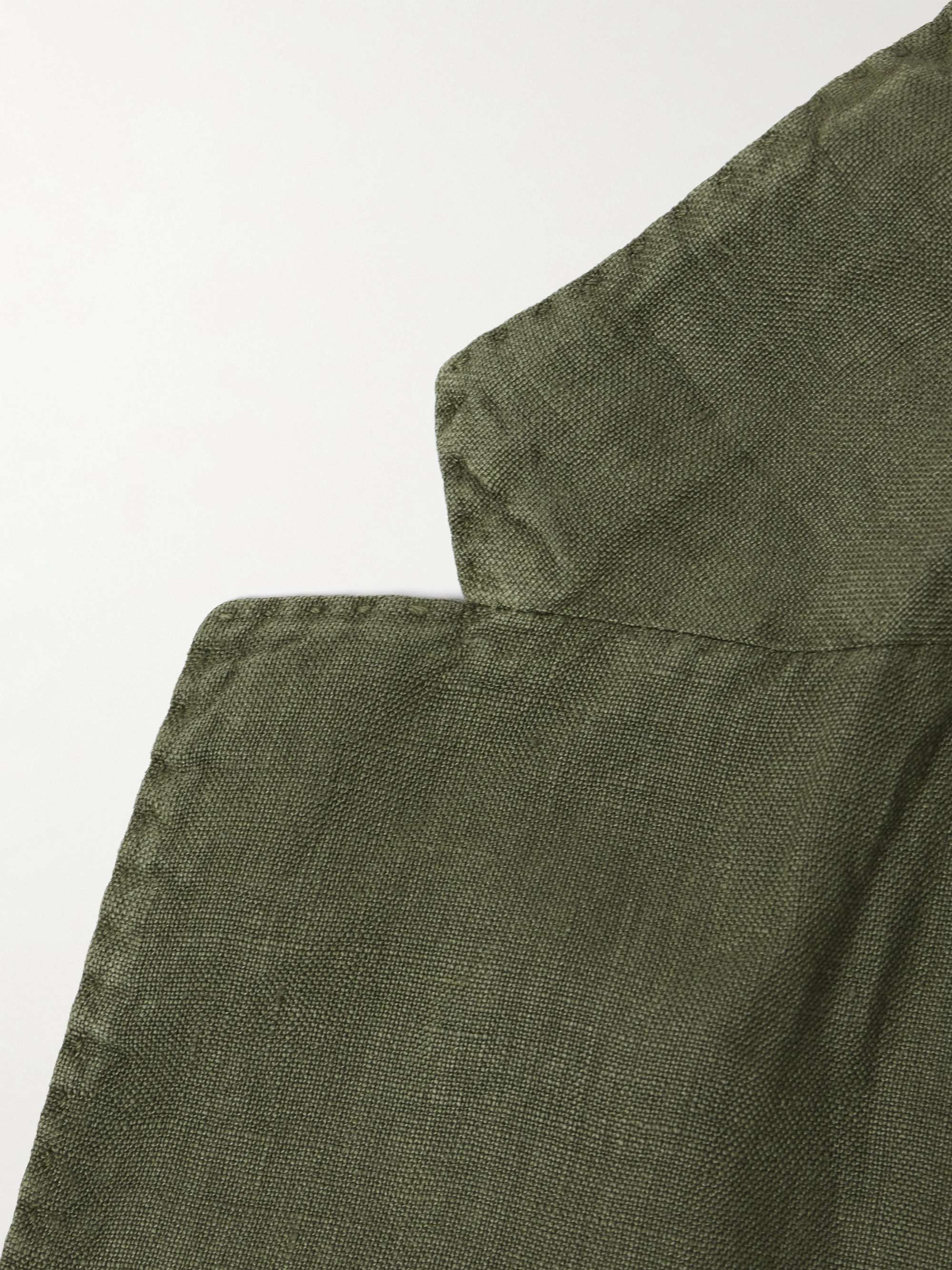 BOGLIOLI Navy Unstructured Linen Suit Jacket