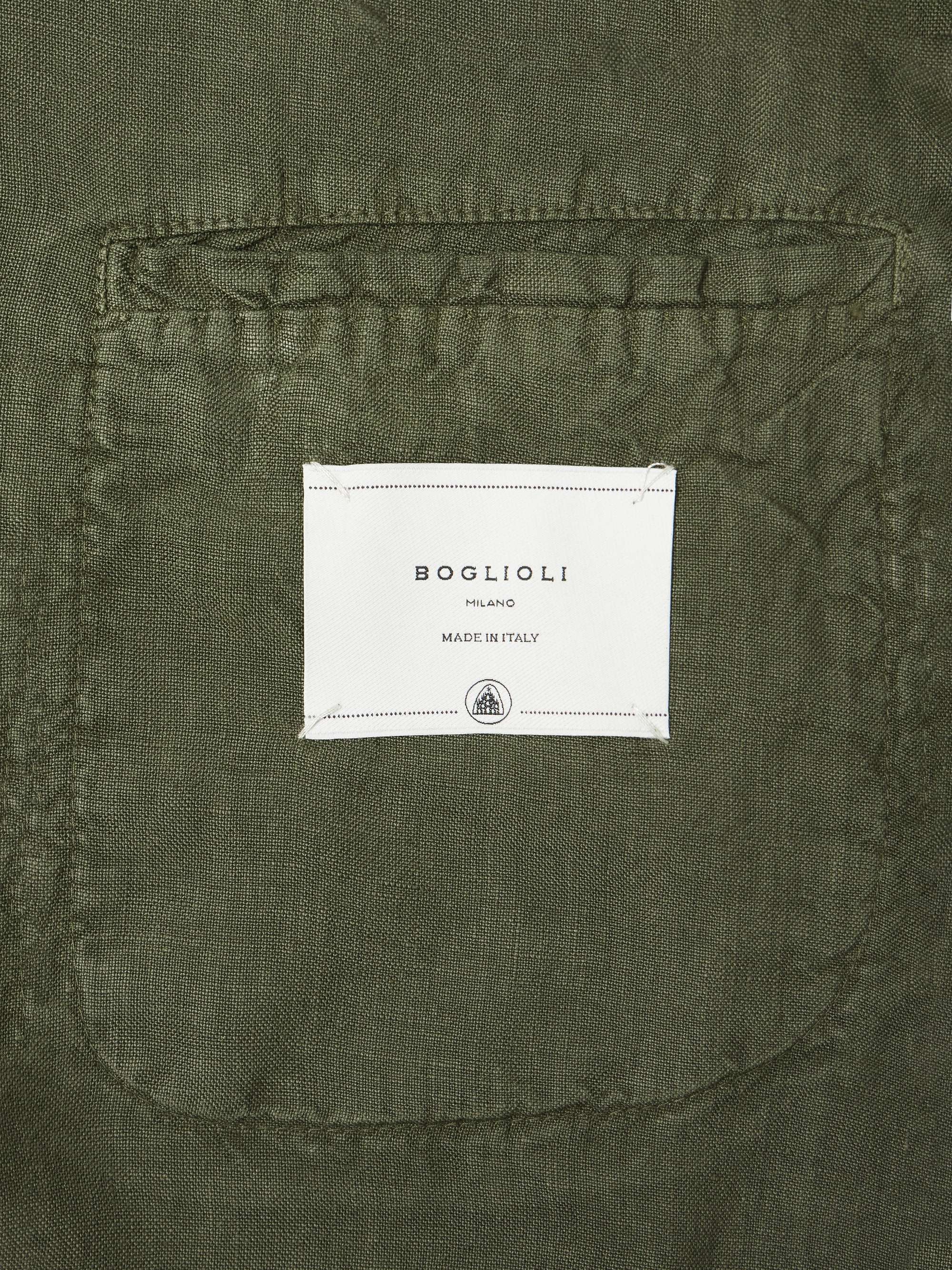 BOGLIOLI Navy Unstructured Linen Suit Jacket