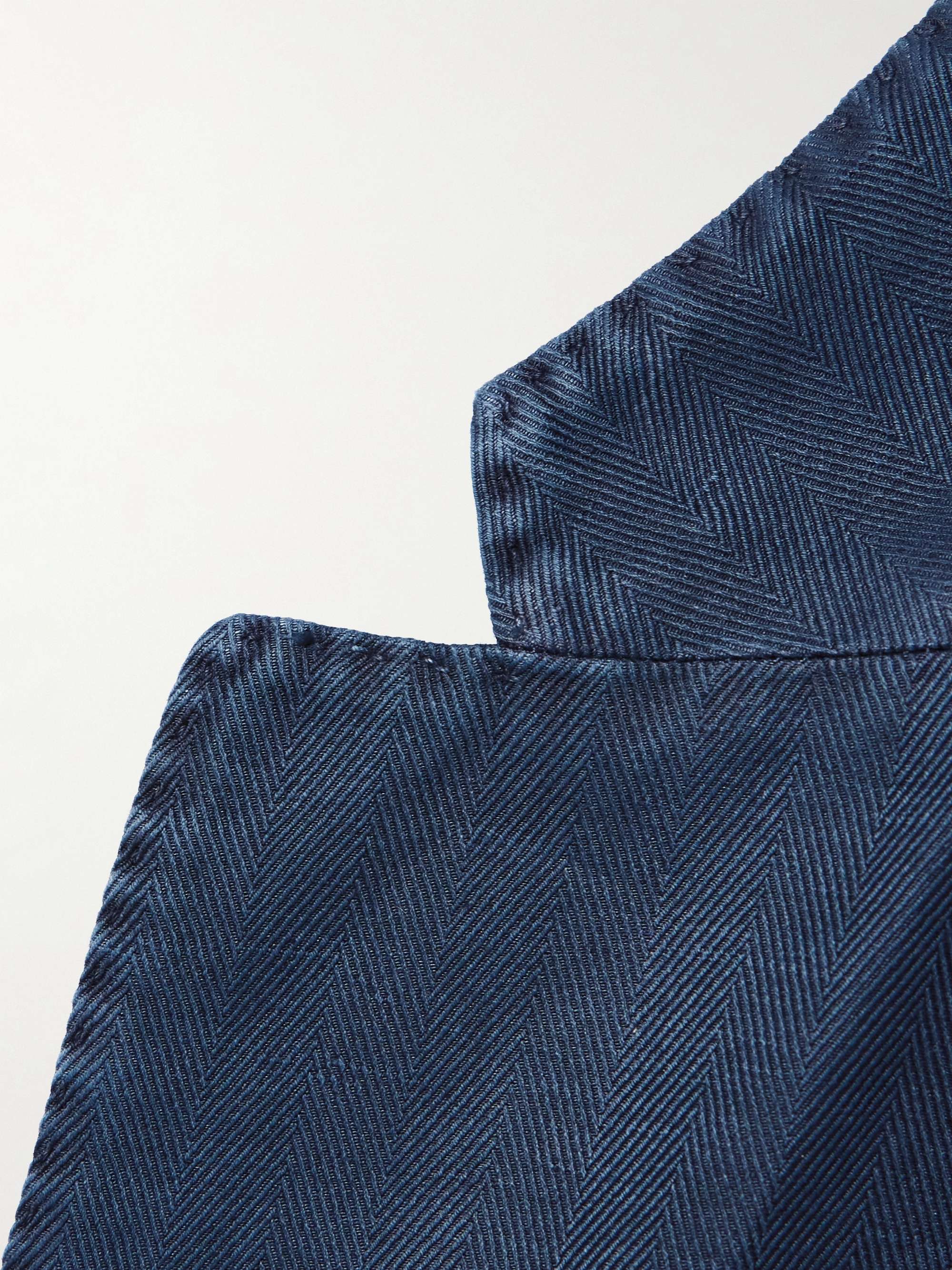 BOGLIOLI Slim-Fit Unstructured Herringbone Cotton and Linen-Blend Suit Jacket