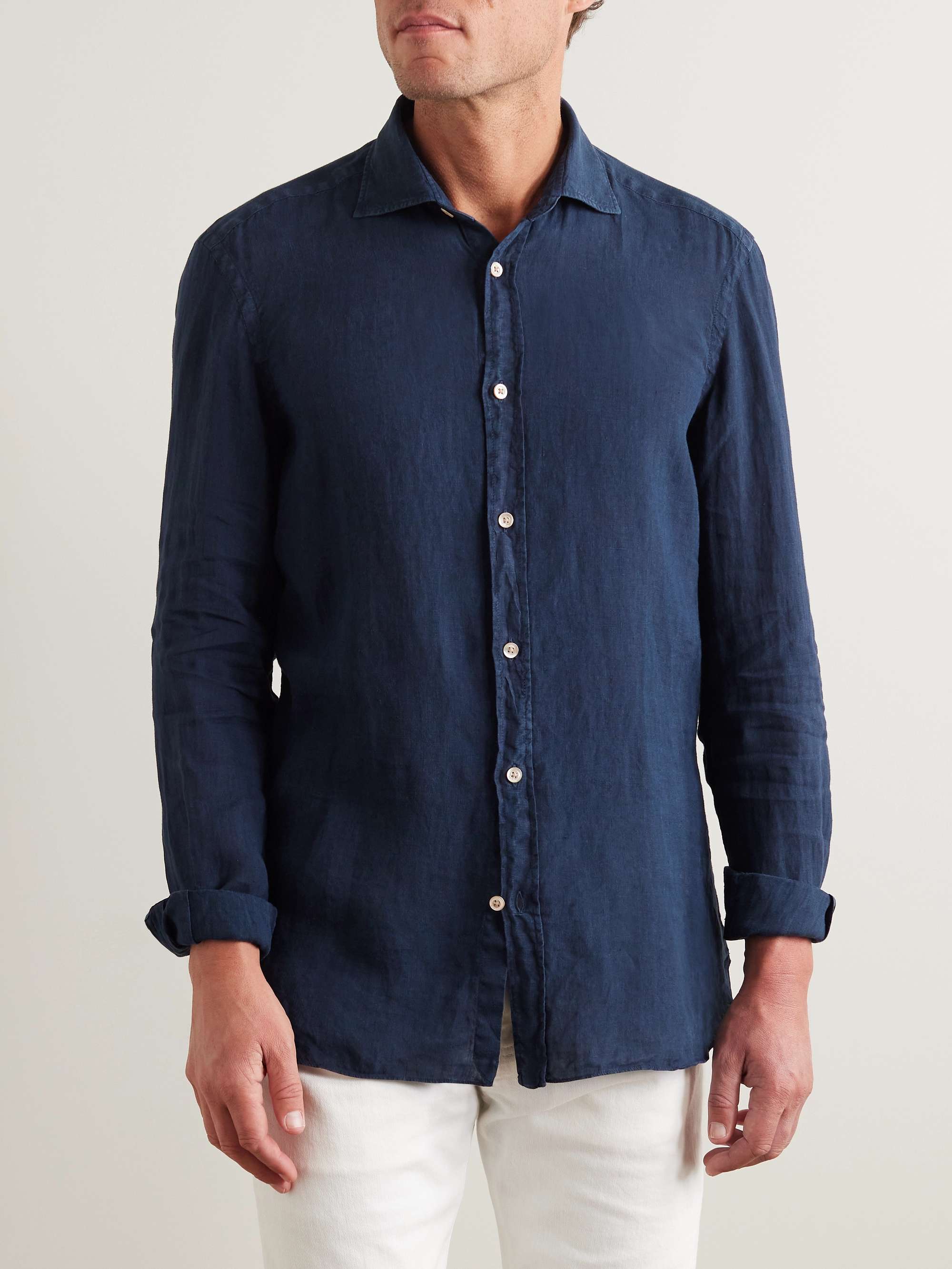 BOGLIOLI Cutaway-Collar Linen Shirt for Men | MR PORTER