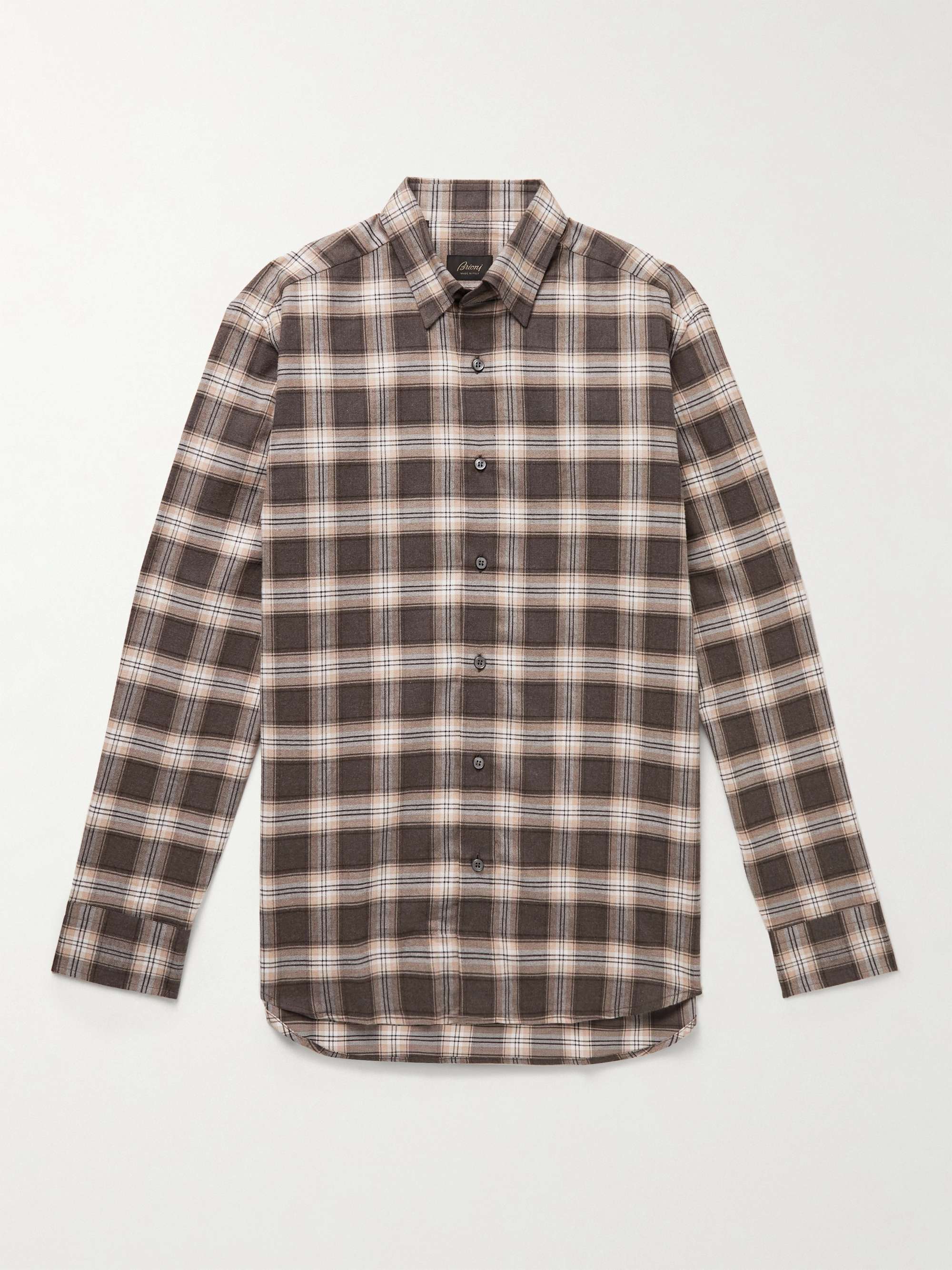 BRIONI Checked Cotton-Flannel Shirt for Men | MR PORTER