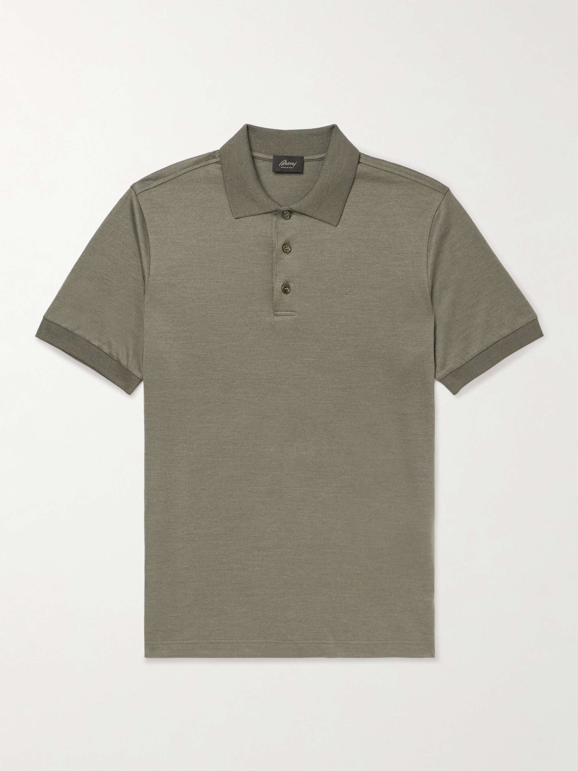 BRIONI Cotton and Silk-Blend Polo Shirt for Men | MR PORTER