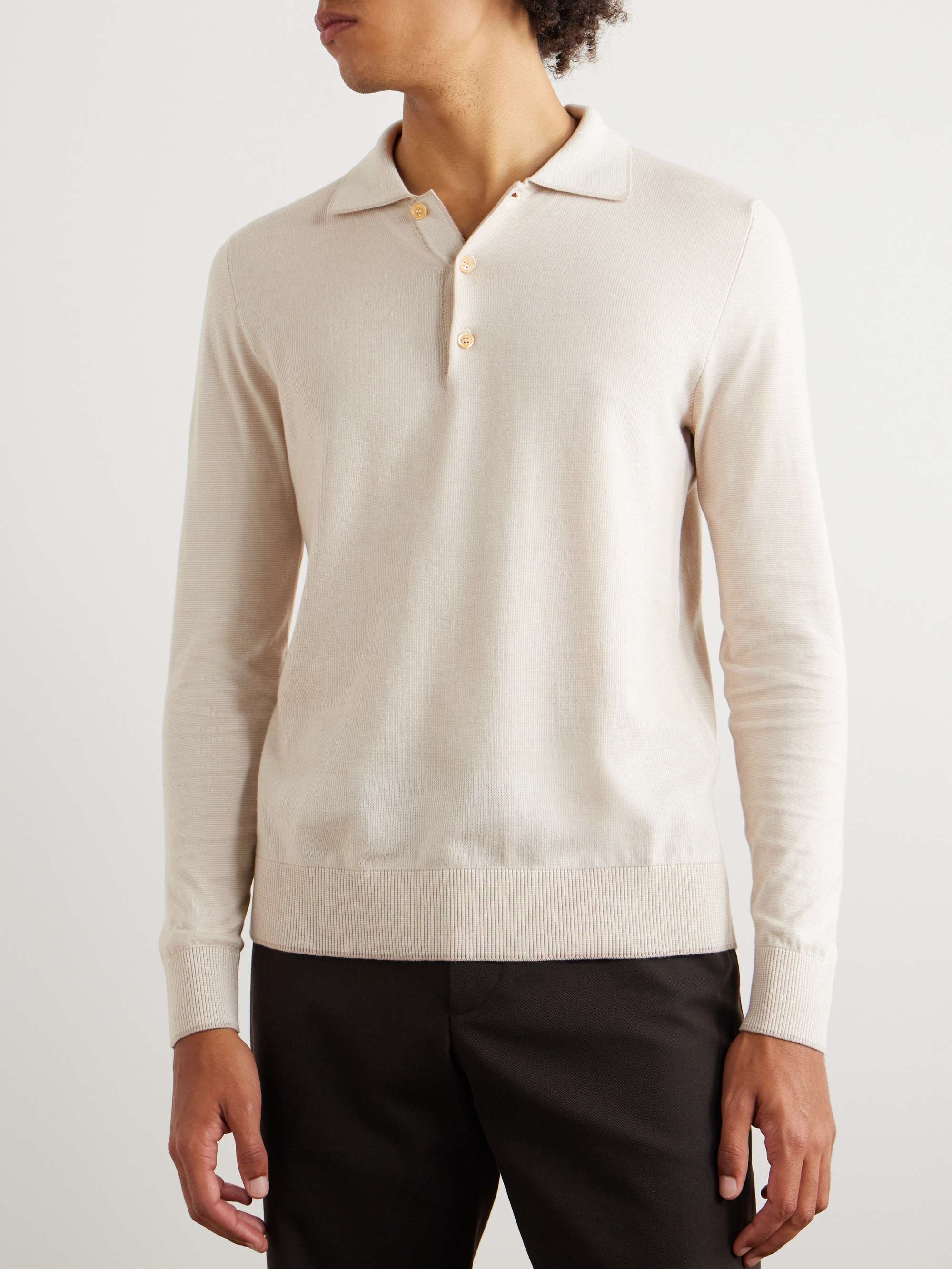 BRIONI Sea Island Cotton and Cashmere-Blend Polo Shirt for Men | MR PORTER