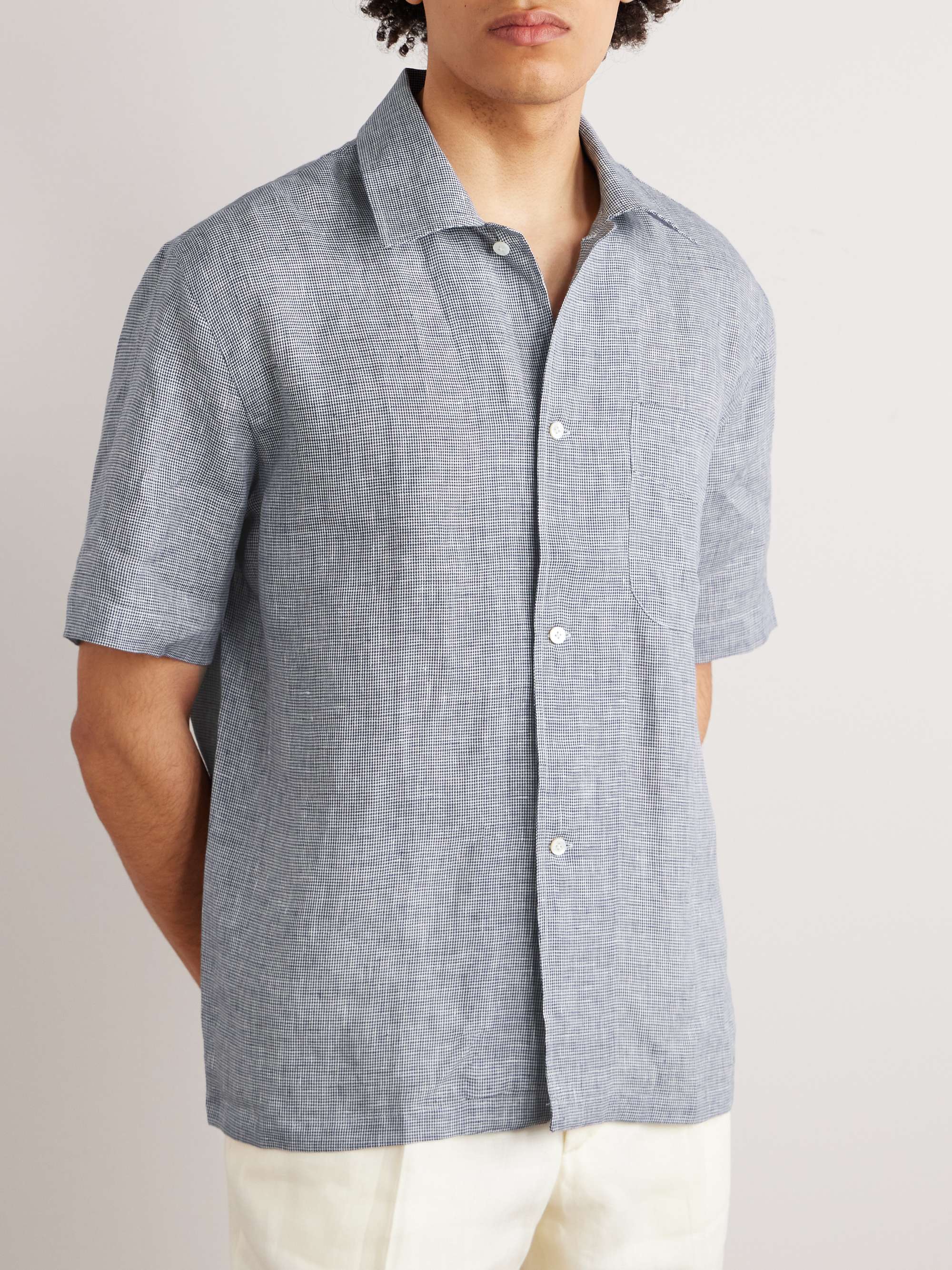DE PETRILLO Houndstooth Linen Shirt
