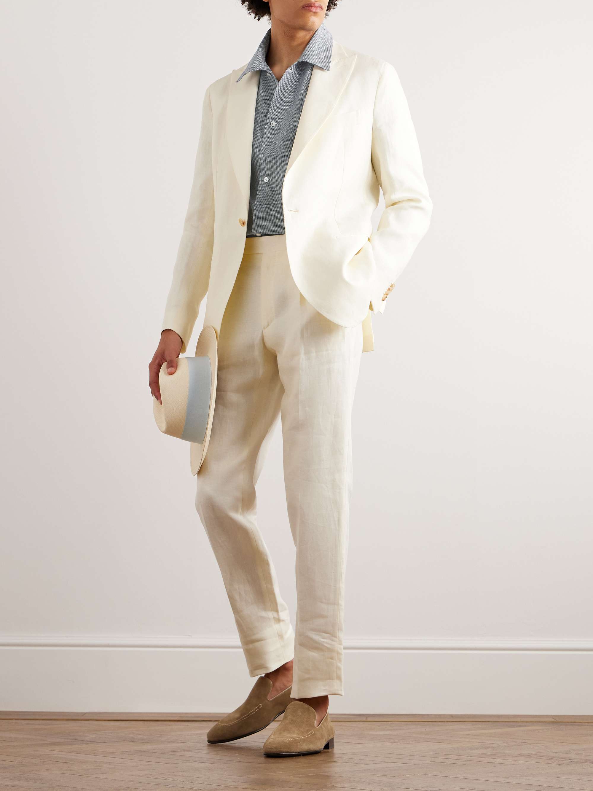 DE PETRILLO Houndstooth Linen Shirt