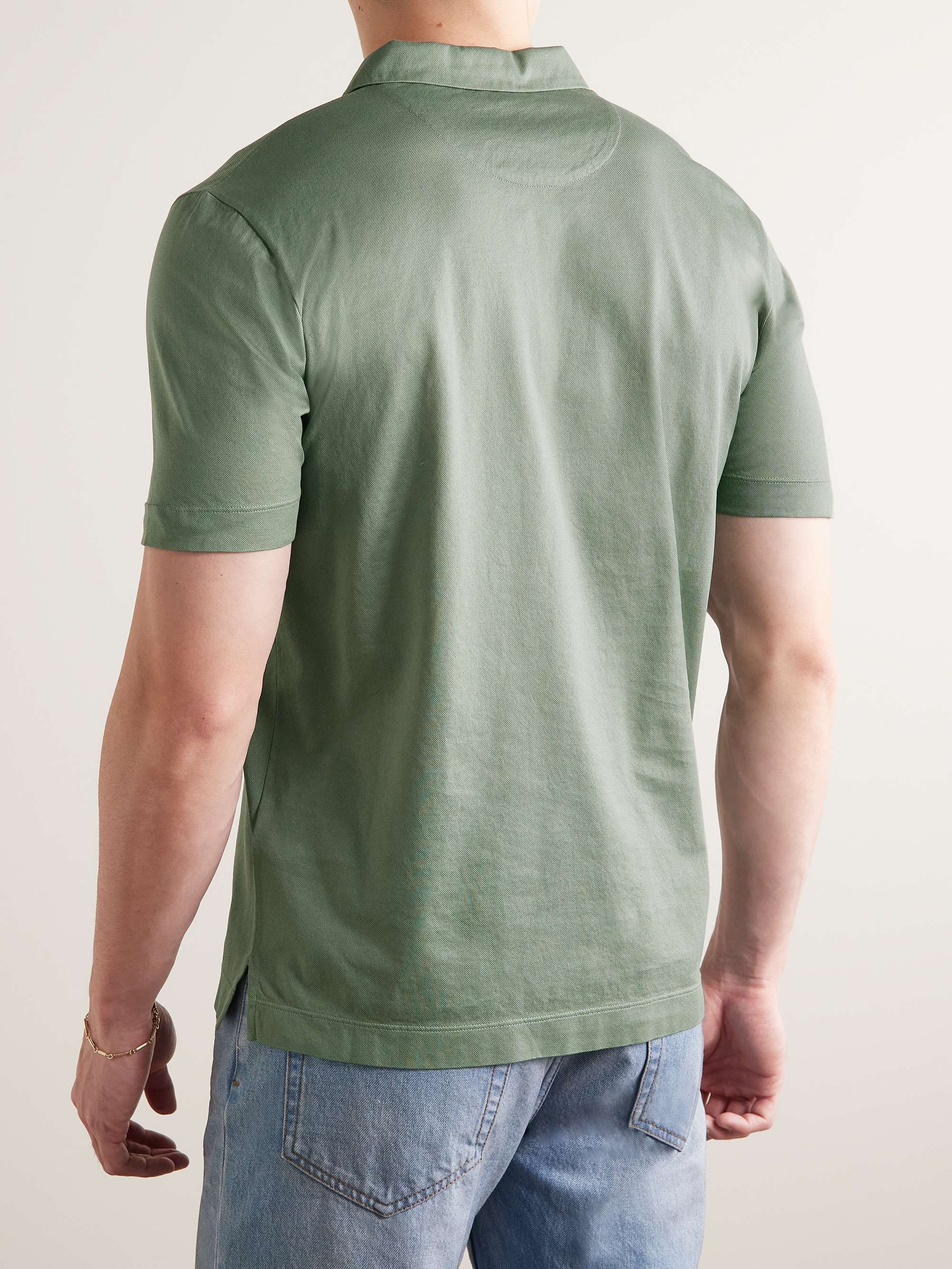 CANALI Slim-Fit Cotton-Piqué Polo Shirt