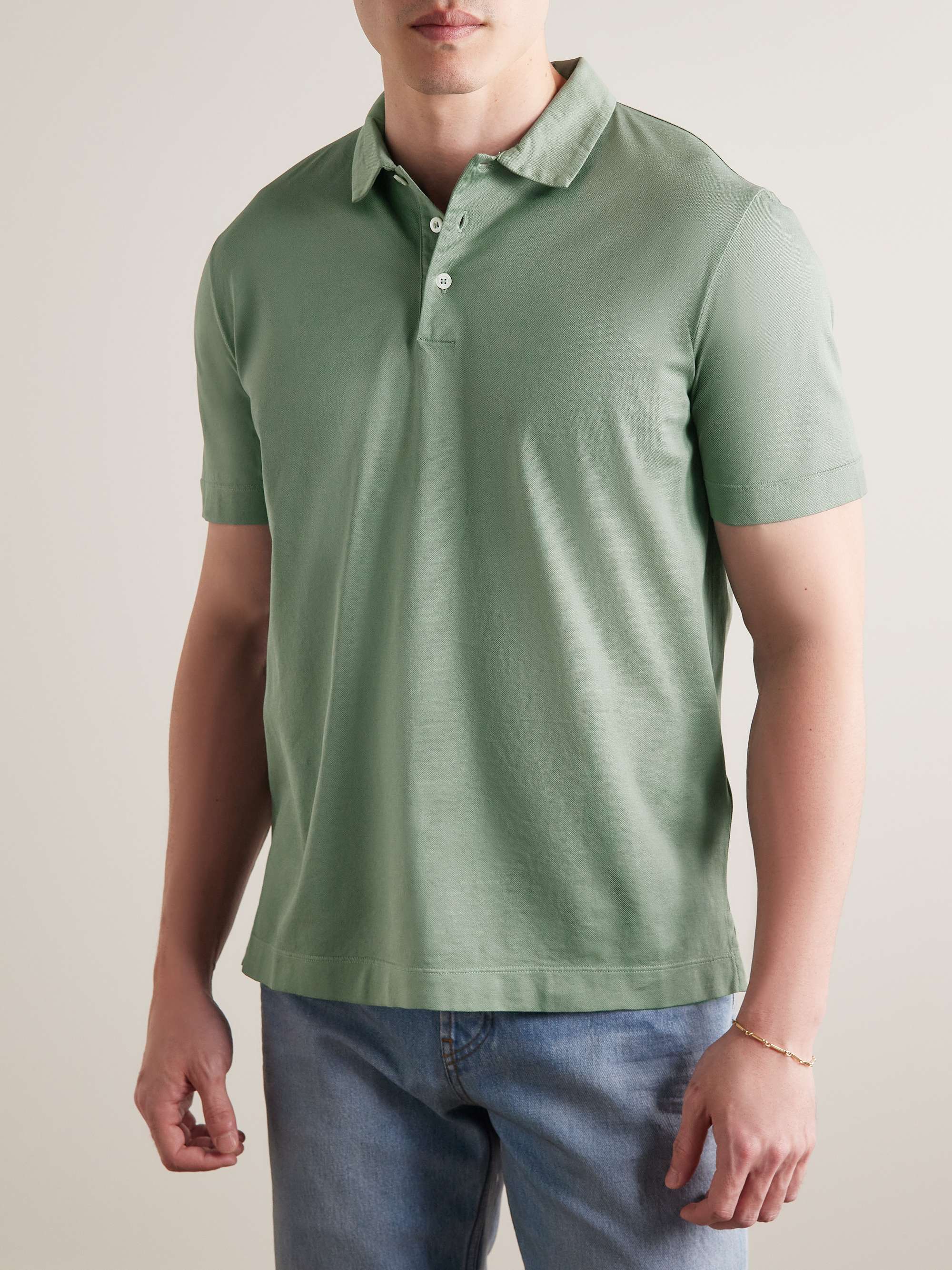 CANALI Slim-Fit Cotton-Piqué Polo Shirt