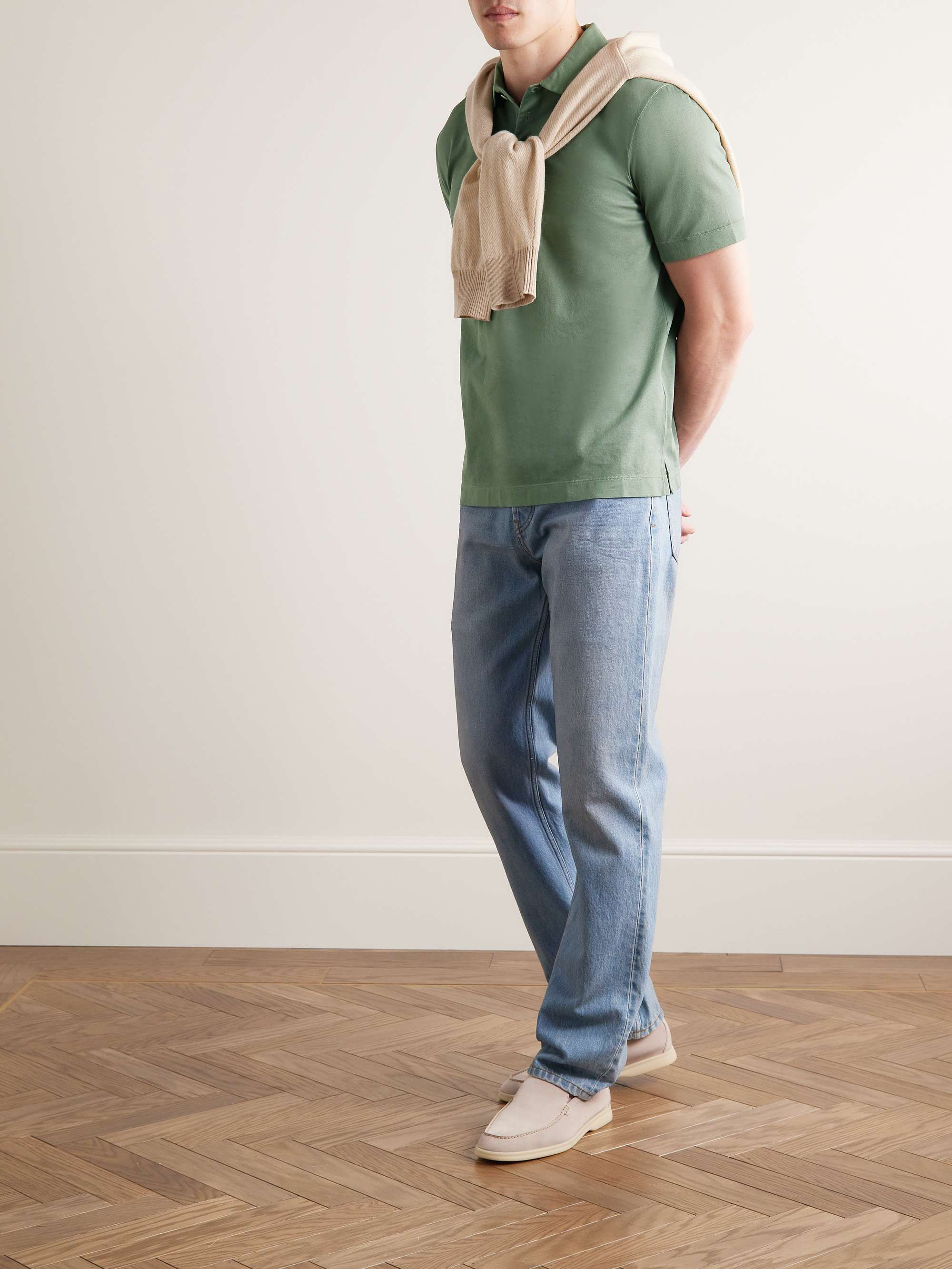 CANALI Slim-Fit Cotton-Piqué Polo Shirt