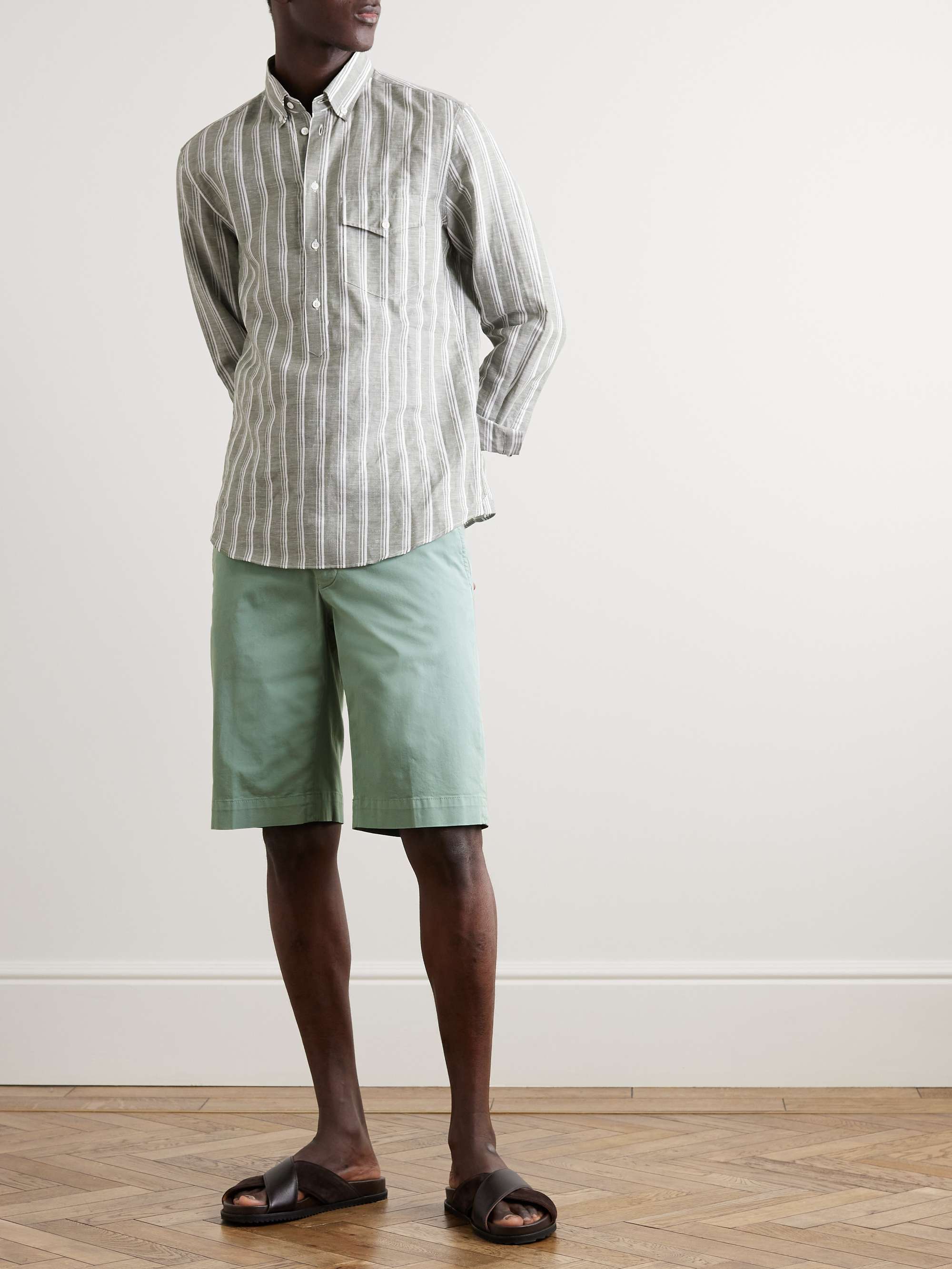 CANALI Straight-Leg Cotton-Blend Twill Bermuda Shorts for Men | MR PORTER