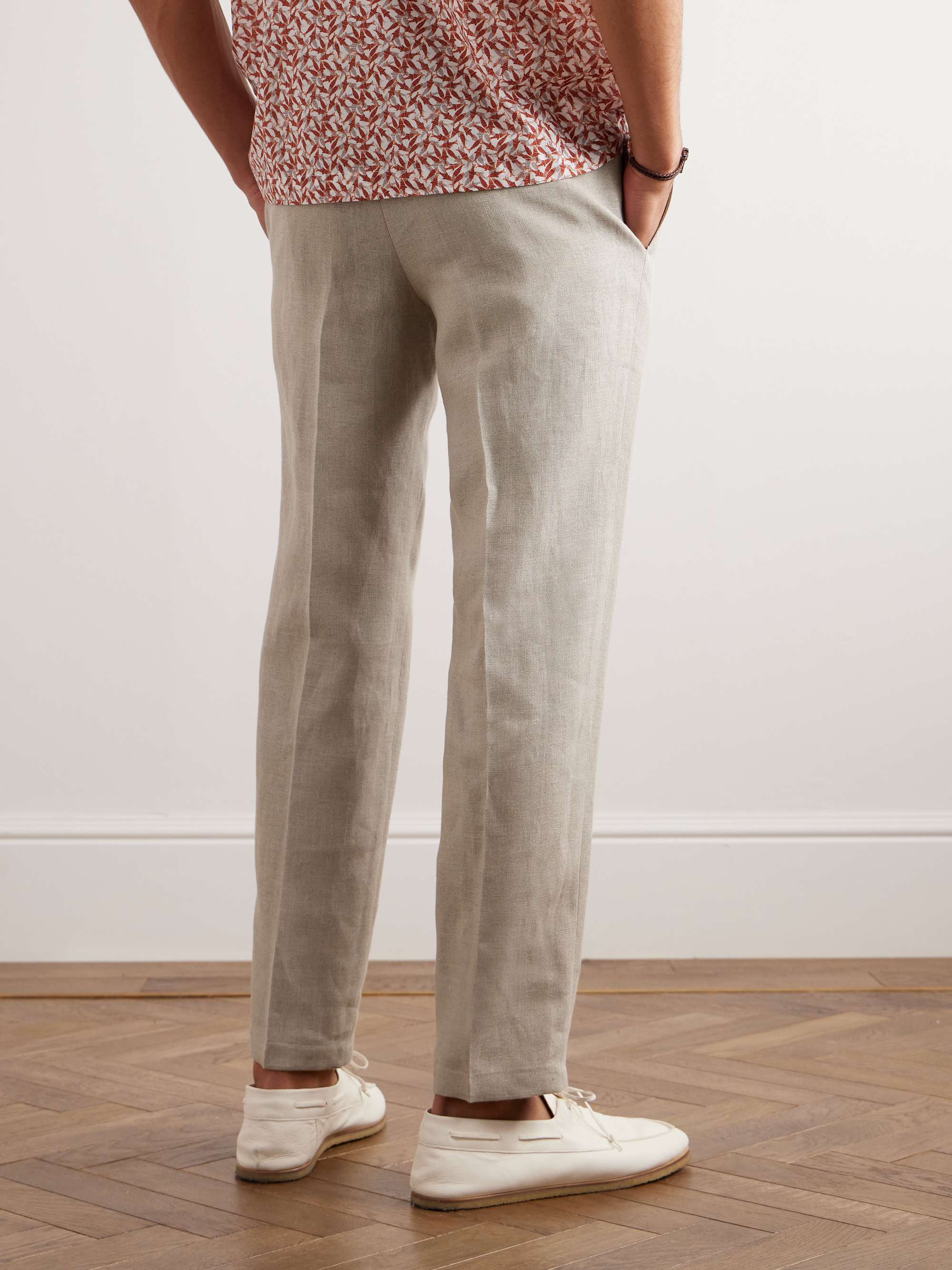 DE PETRILLO Tapered Linen Drawstring Trousers