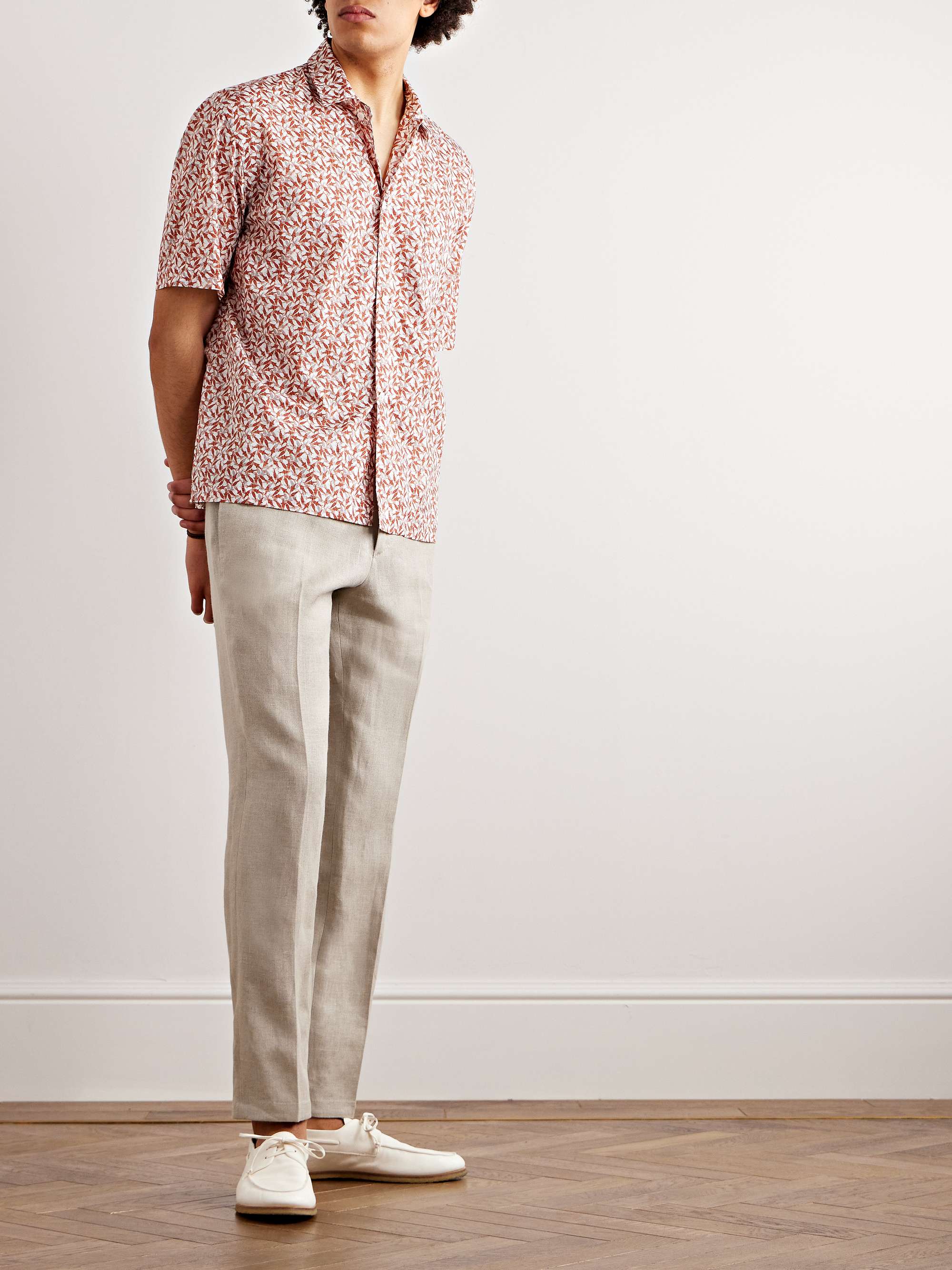 DE PETRILLO Tapered Linen Drawstring Trousers
