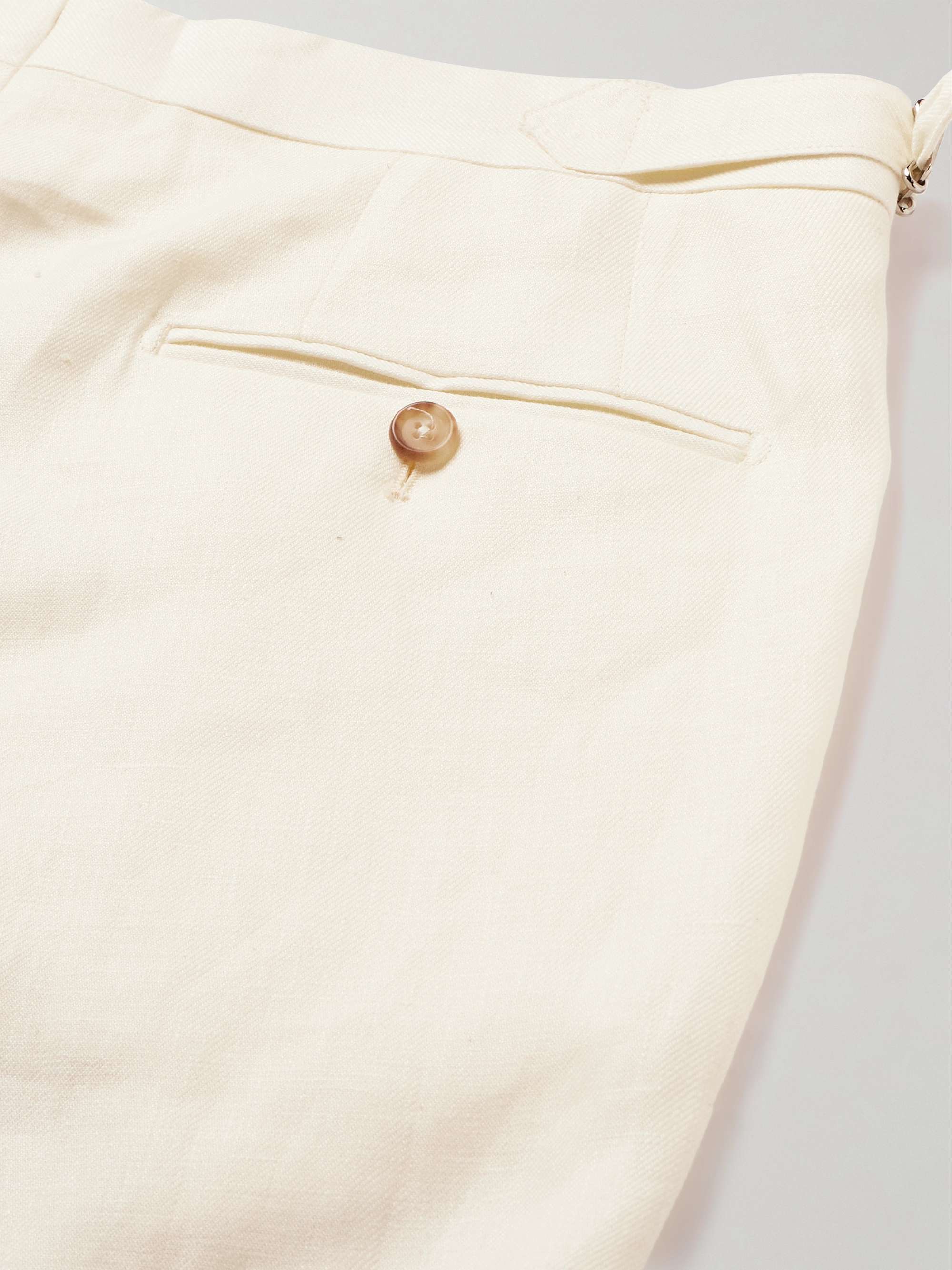 DE PETRILLO Straight-Leg Pleated Linen Suit Trousers