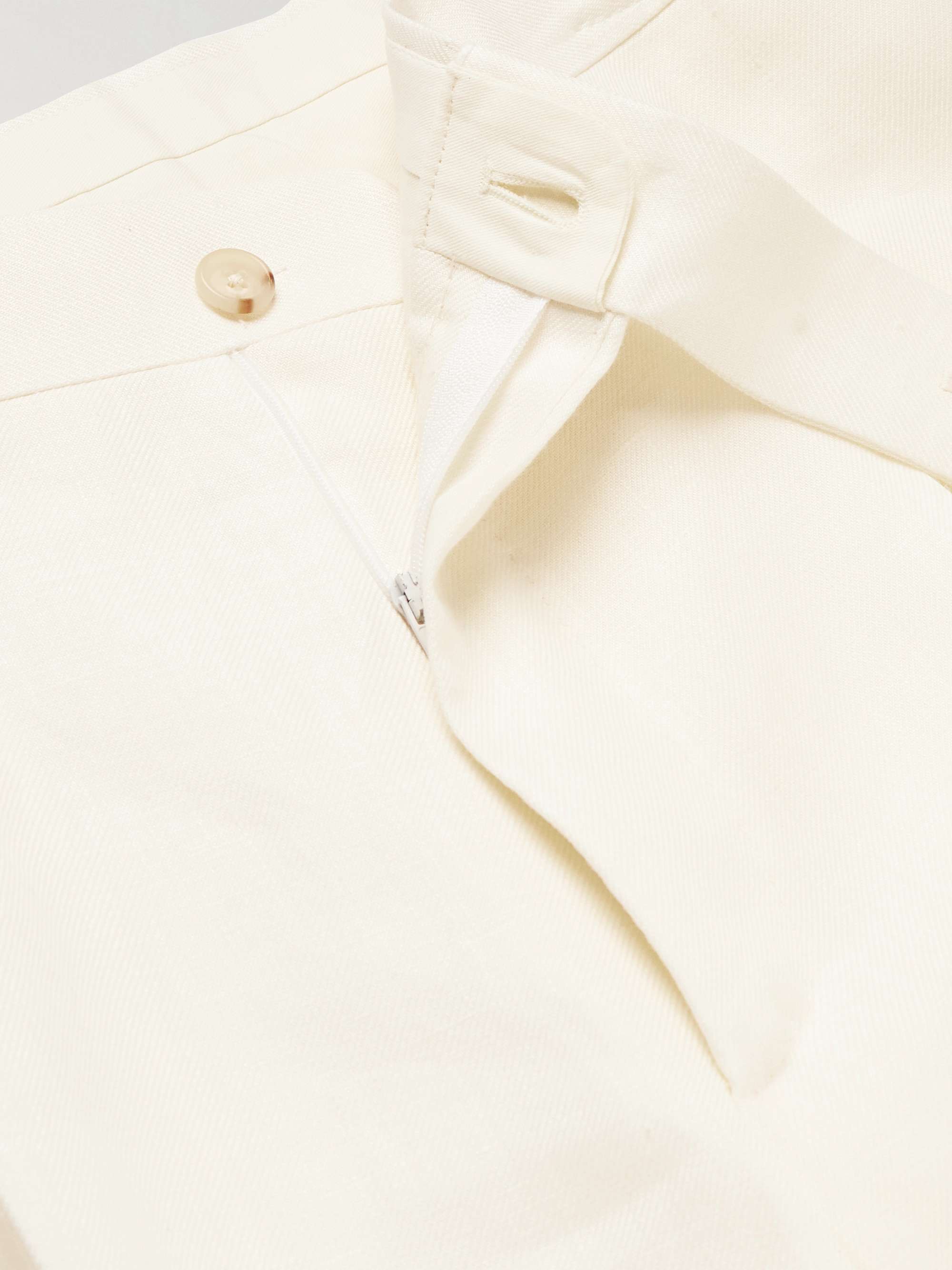 DE PETRILLO Straight-Leg Pleated Linen Suit Trousers