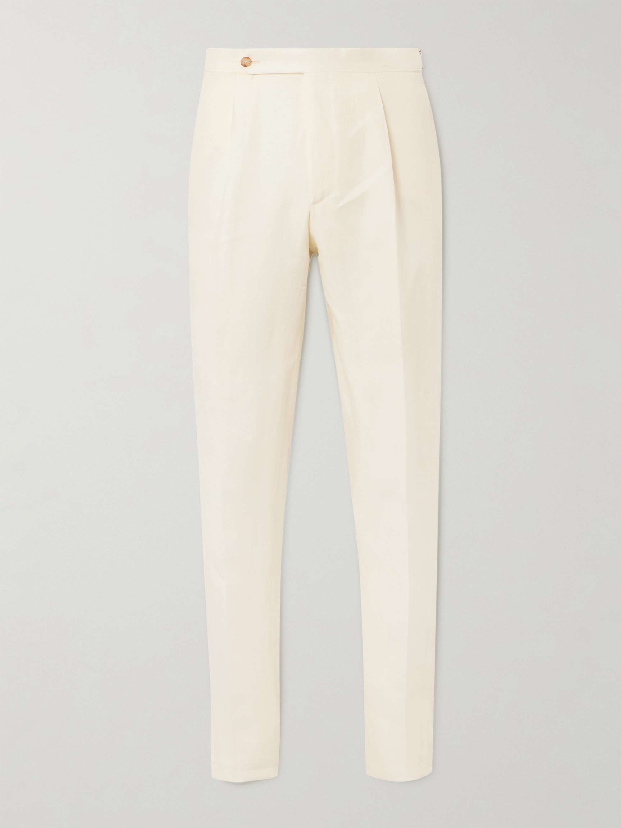 DE PETRILLO Straight-Leg Pleated Linen Suit Trousers