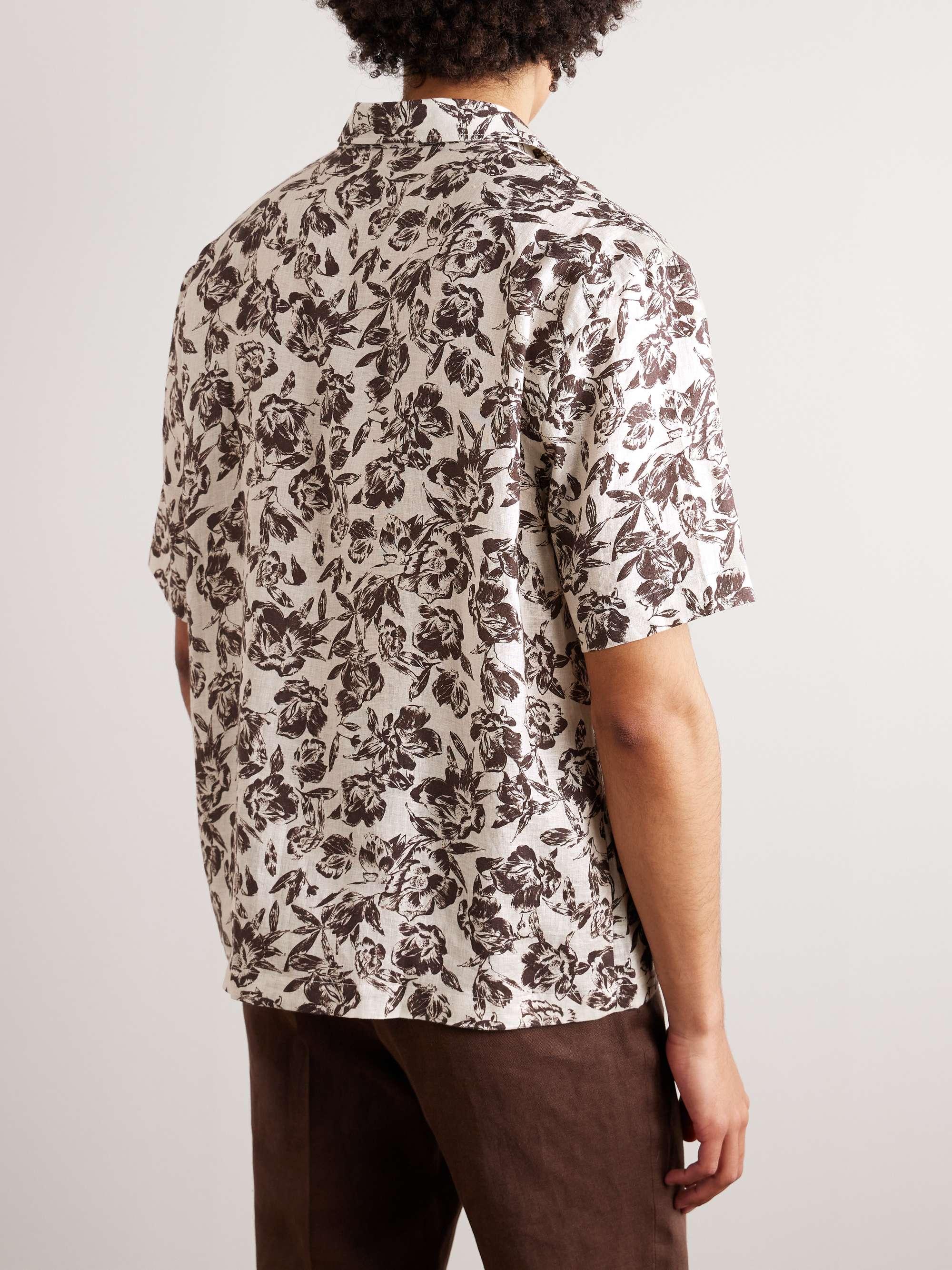 DE PETRILLO Floral-Print Linen Shirt