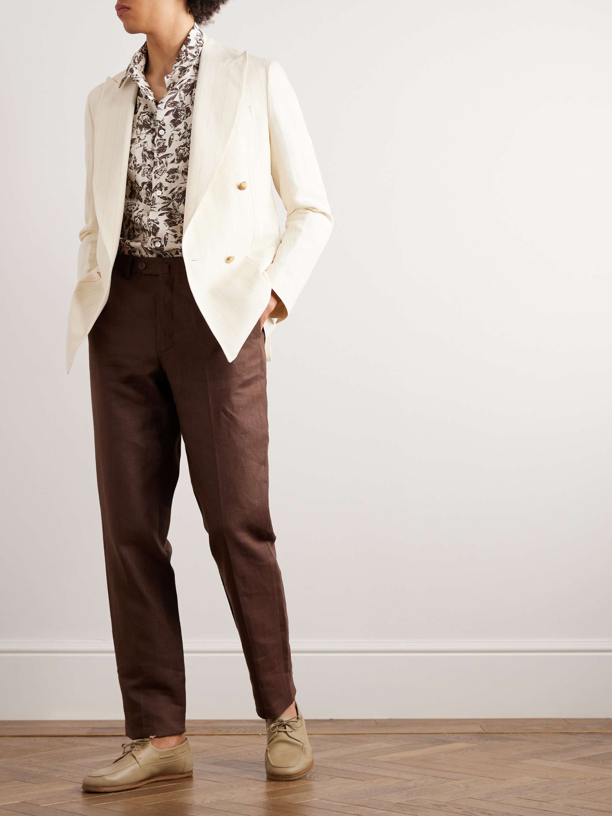 DE PETRILLO Floral-Print Linen Shirt