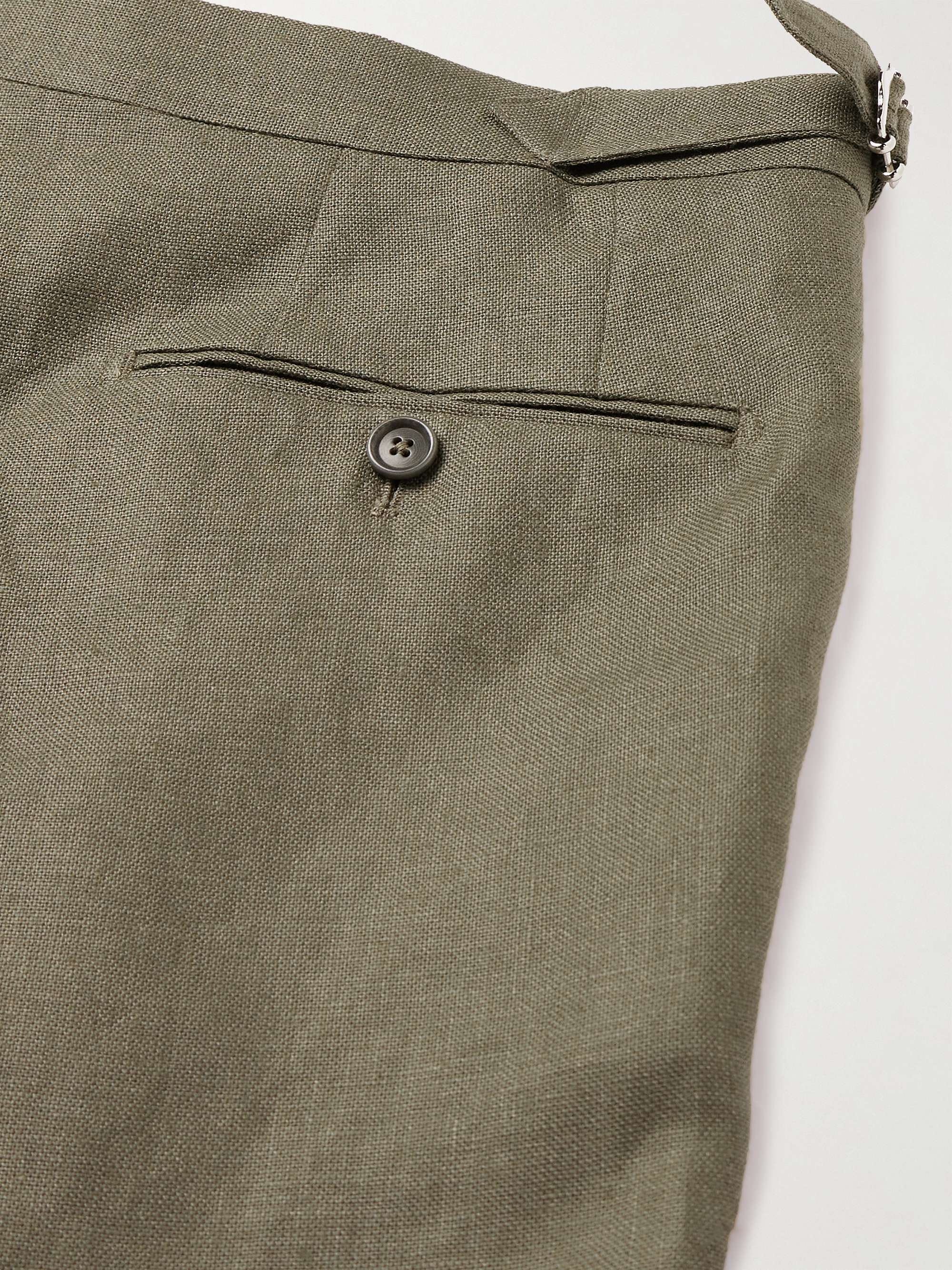 DE PETRILLO Straight-Leg Pleated Linen Bermuda Shorts