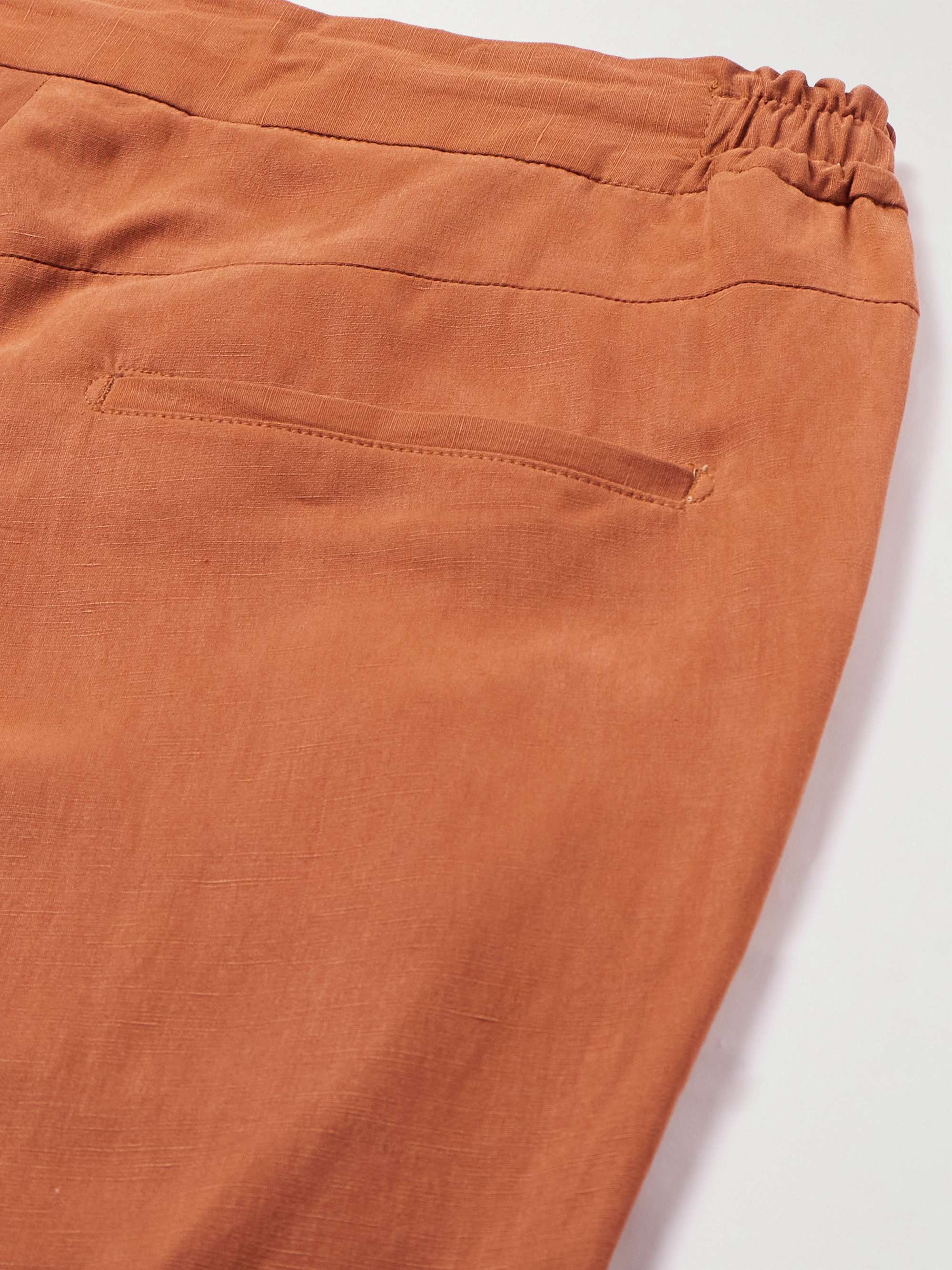 DE PETRILLO Straight-Leg Lyocell, Linen and Cotton-Blend Drawstring Suit Trousers