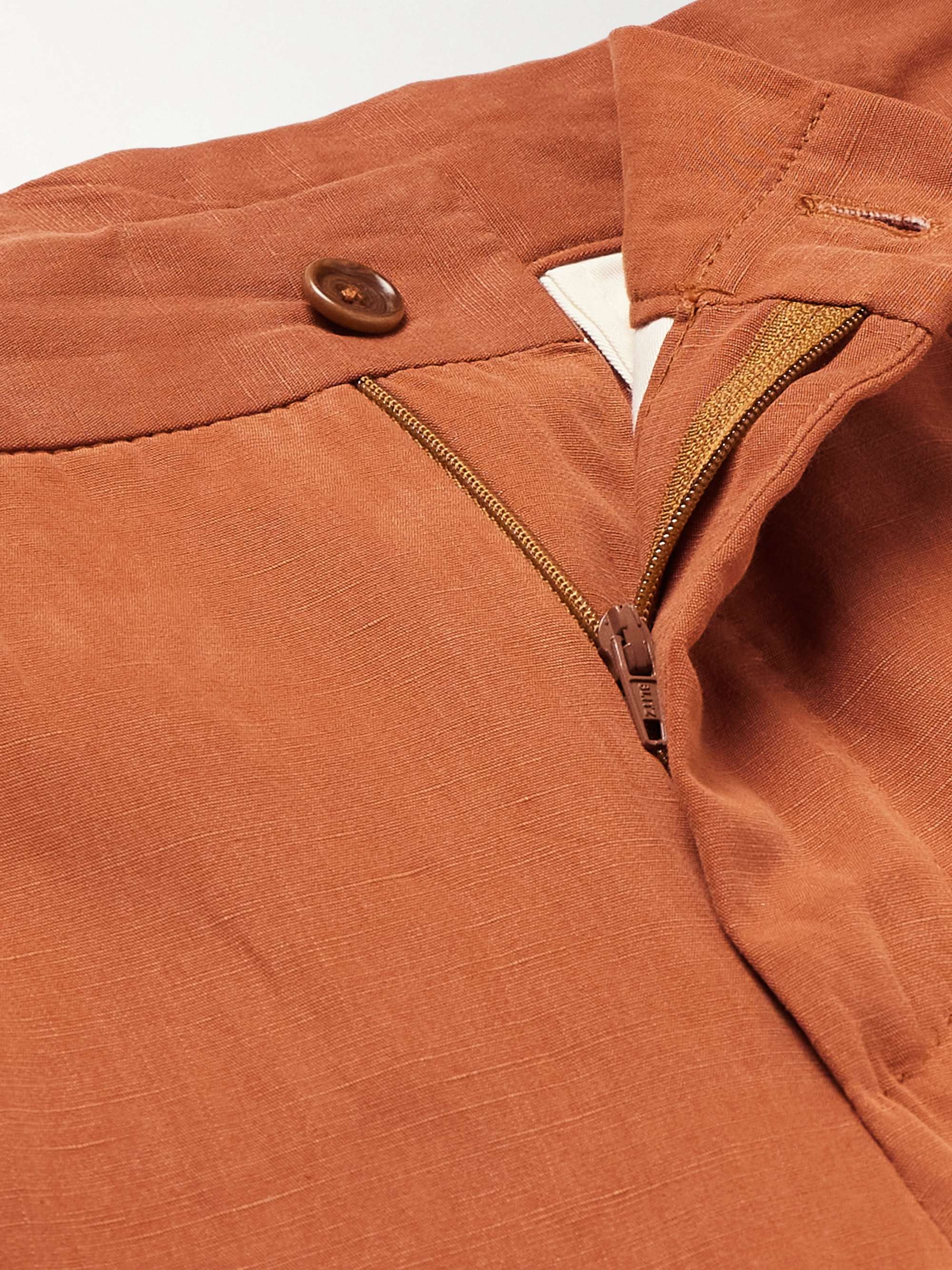 DE PETRILLO Straight-Leg Lyocell, Linen and Cotton-Blend Drawstring Suit Trousers