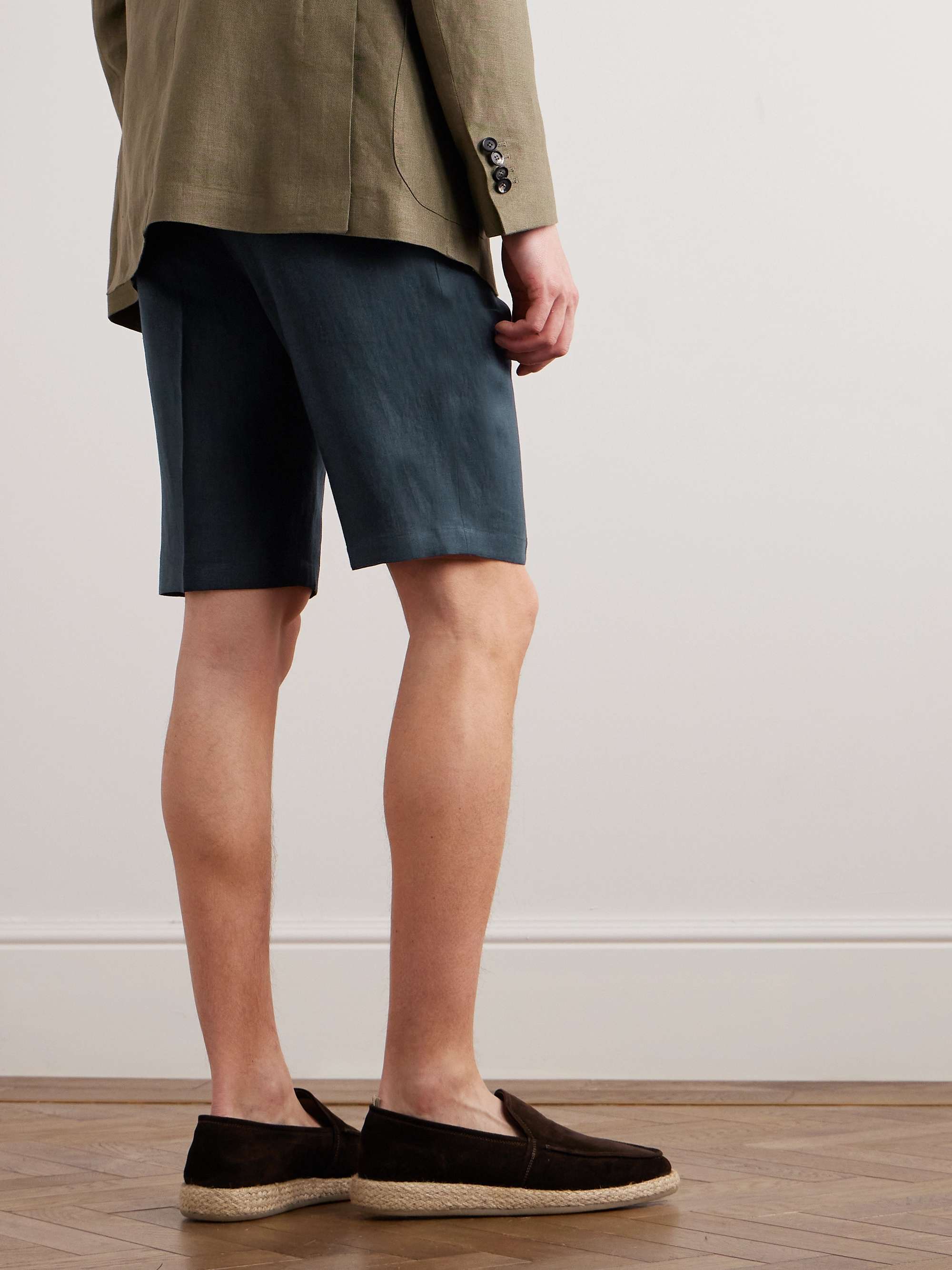 DE PETRILLO Straight-Leg Linen Drawstring Shorts