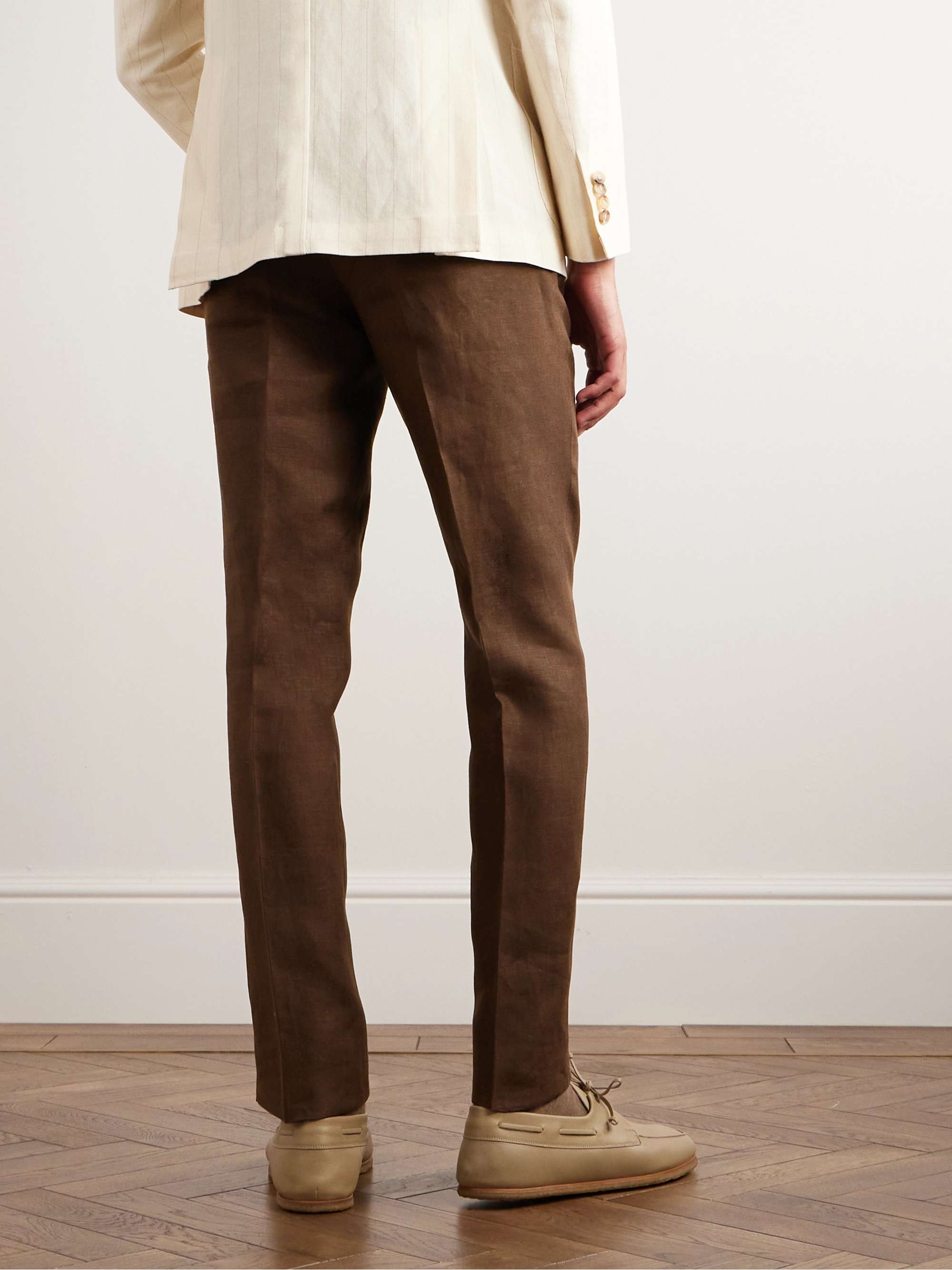 DE PETRILLO Straight-Leg Linen Trousers