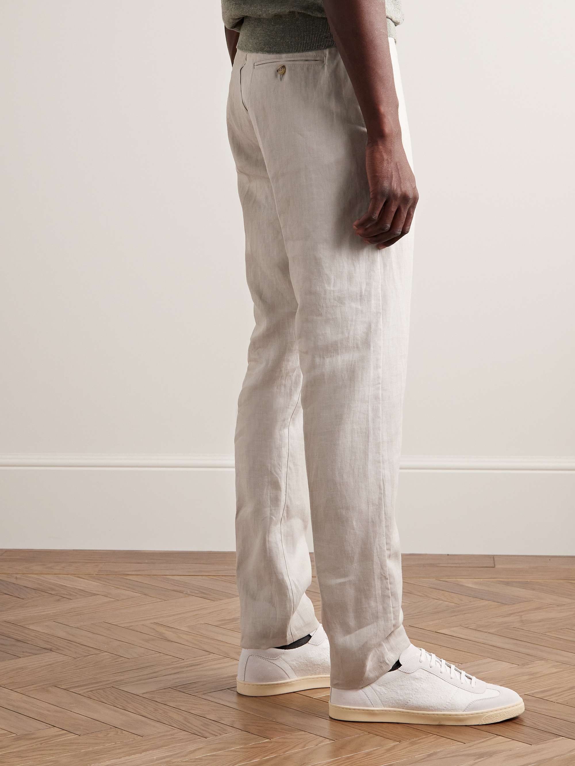 CANALI Slim-Fit Linen Drawstring Trousers for Men | MR PORTER