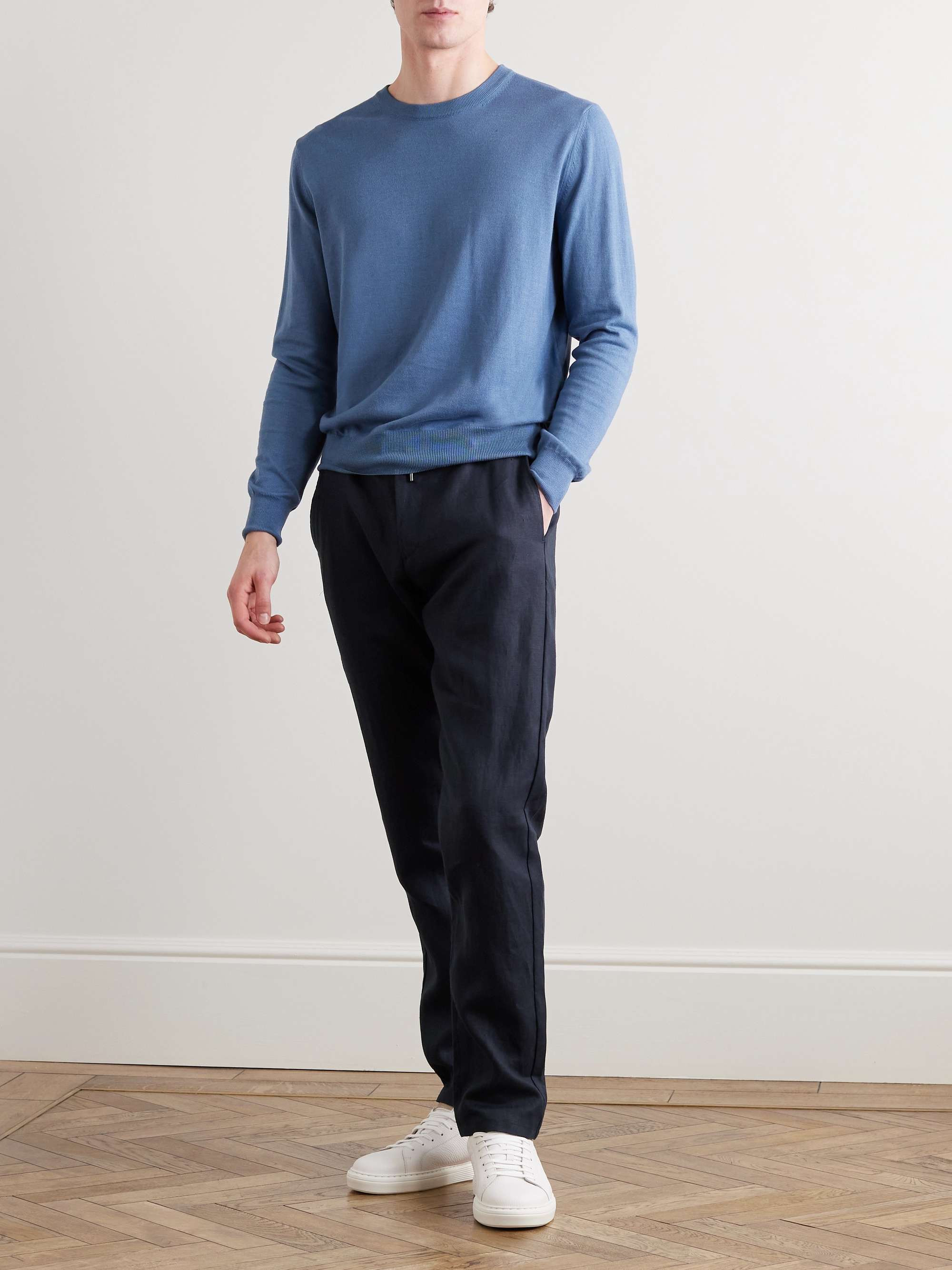 CANALI Straight-Leg Linen Drawstring Trousers for Men | MR PORTER