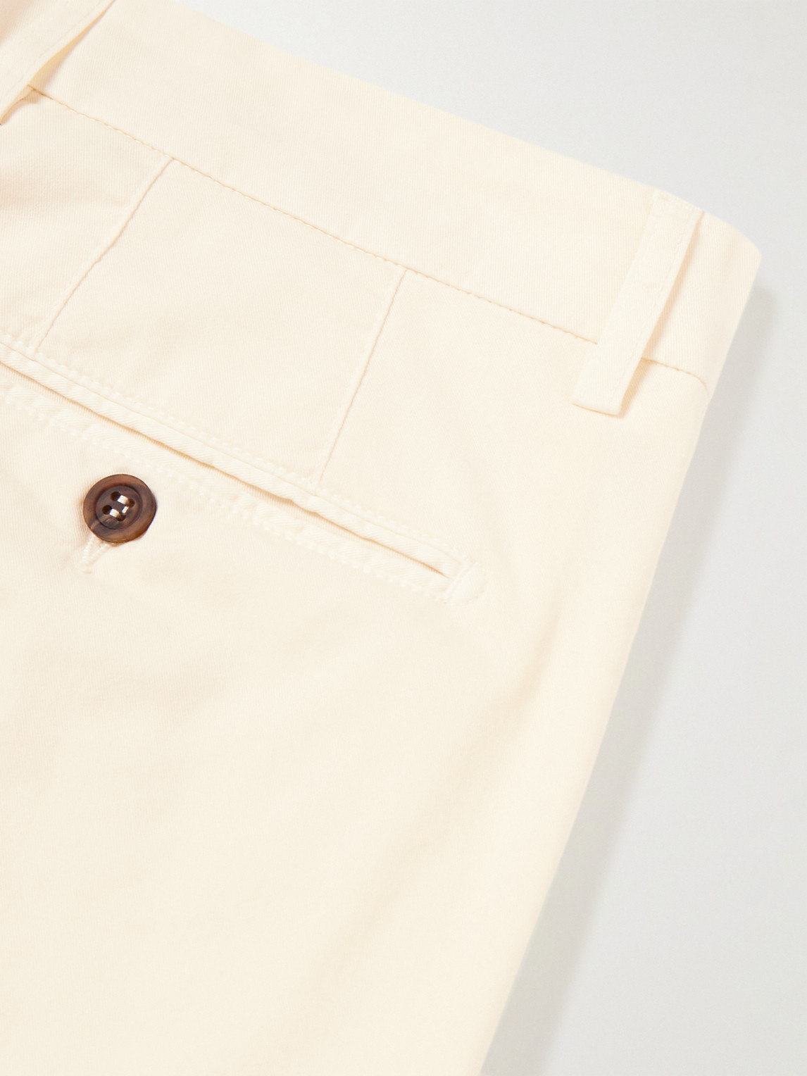 Shop Canali Straight-leg Cotton-blend Twill Bermuda Shorts In Neutrals