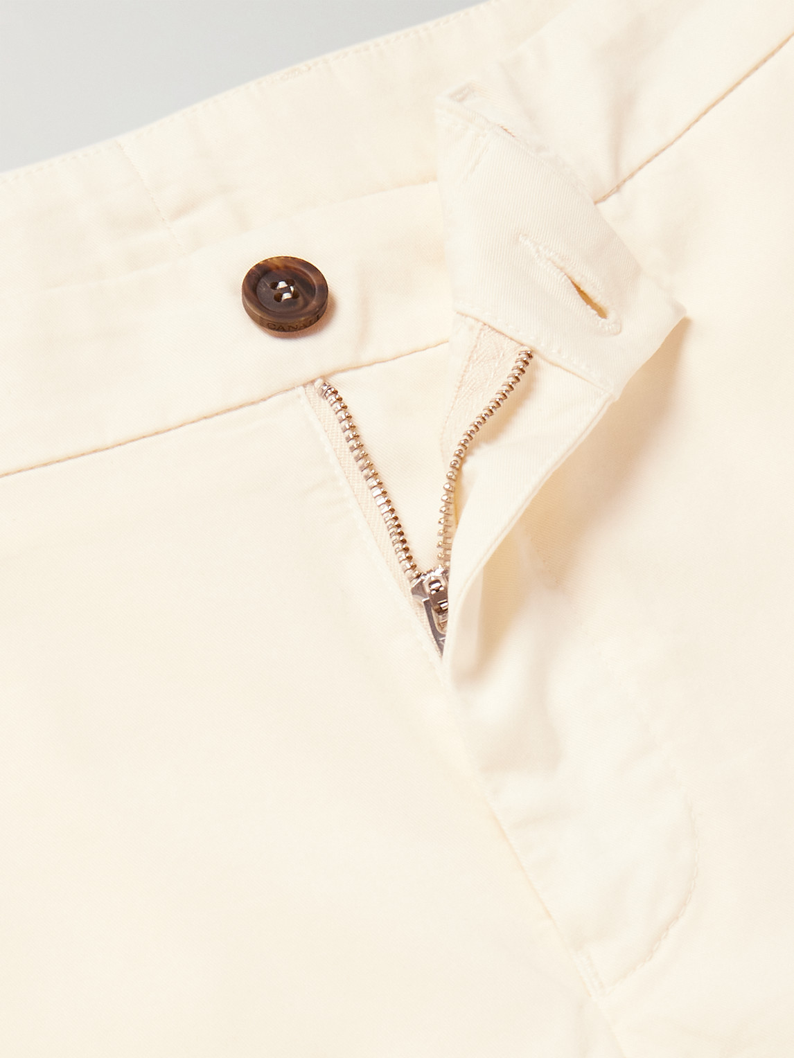 Shop Canali Straight-leg Cotton-blend Twill Bermuda Shorts In Neutrals