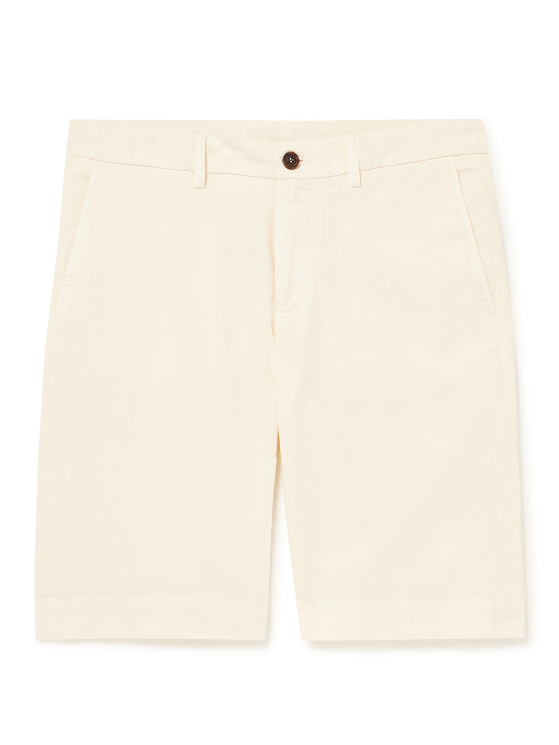 Canali Straight-leg Cotton-blend Twill Bermuda Shorts In Neutrals