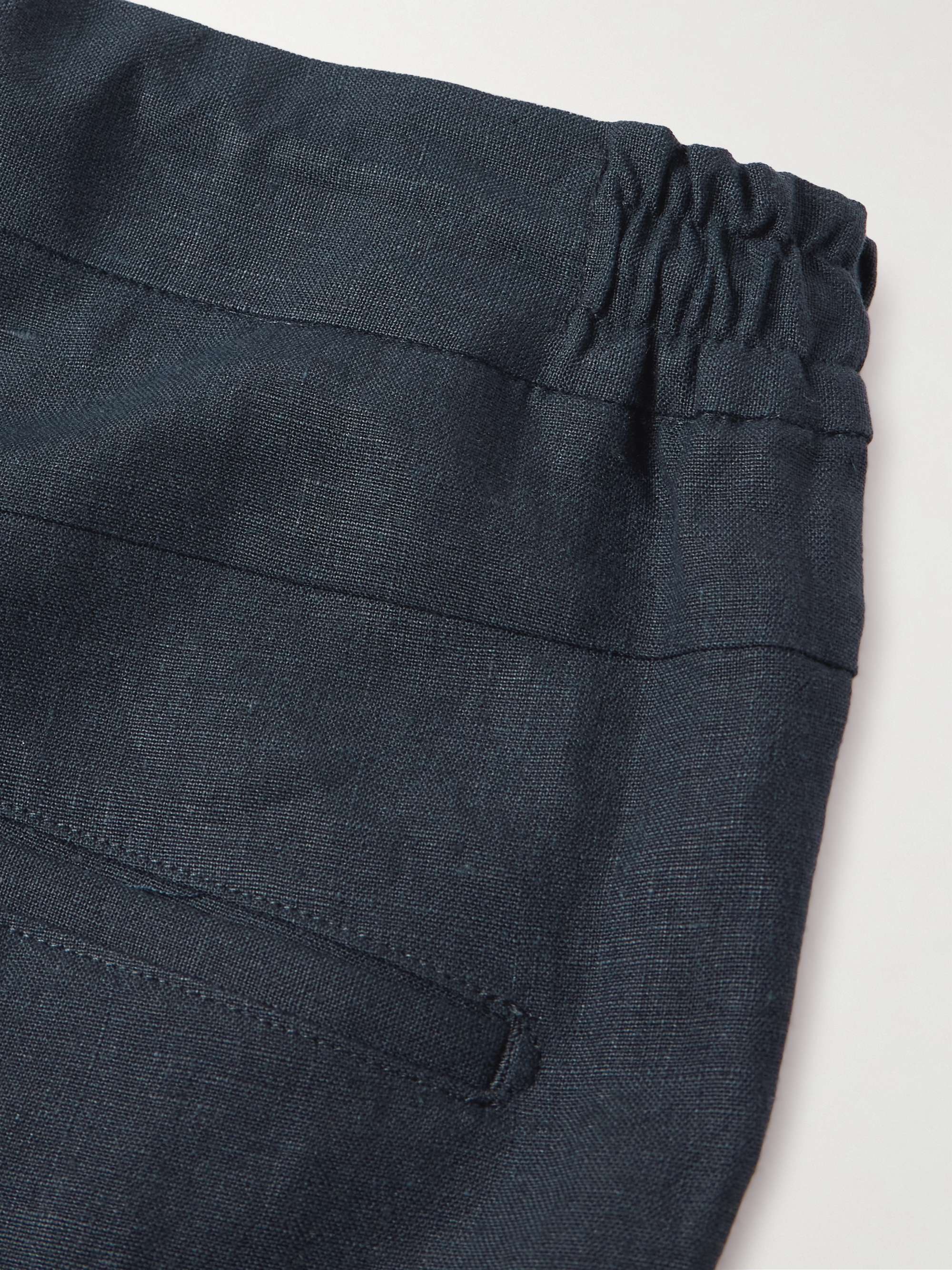 DE PETRILLO Slim-Fit Straight-Leg Linen Drawstring Trousers