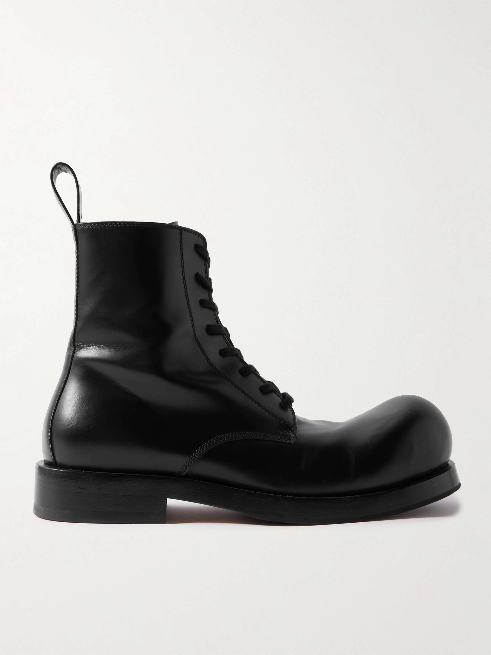 BOTTEGA VENETA Glossed-Leather Lace-Up Boots for Men | MR PORTER